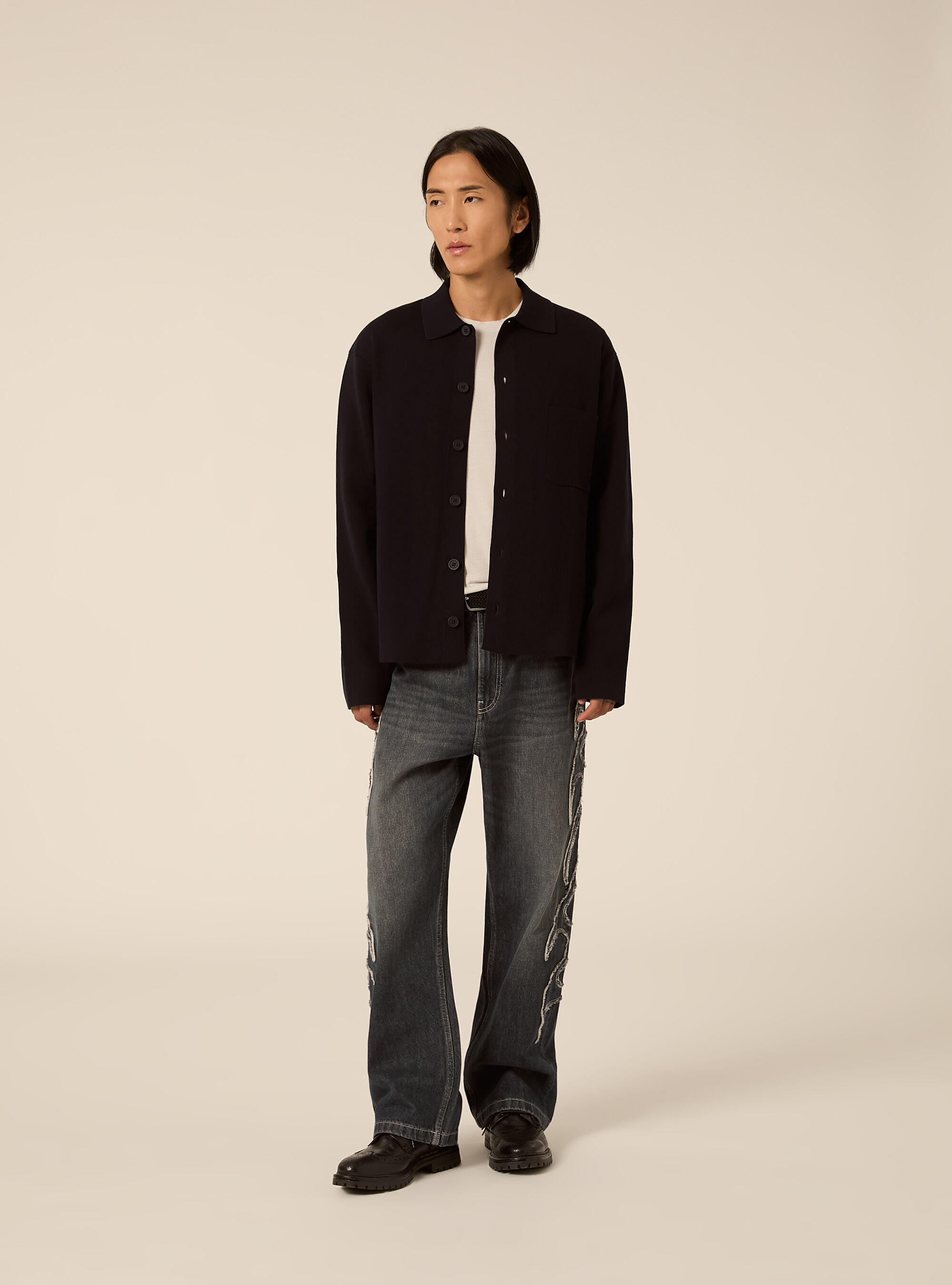 Cardigan in maglia strutturata con colletto