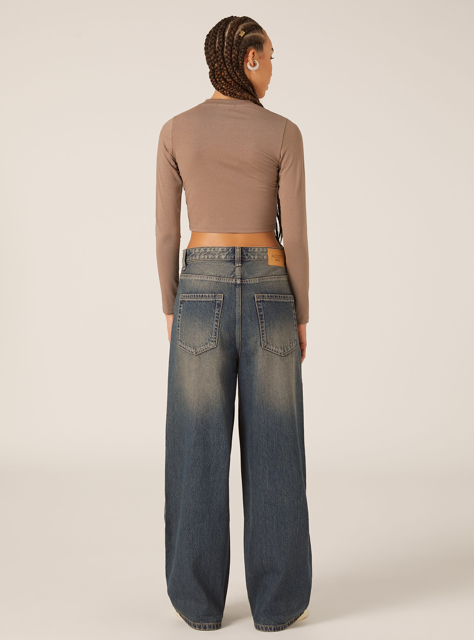 Cropped long-sleeved T-shirt, BR3 BROWN LIGHT