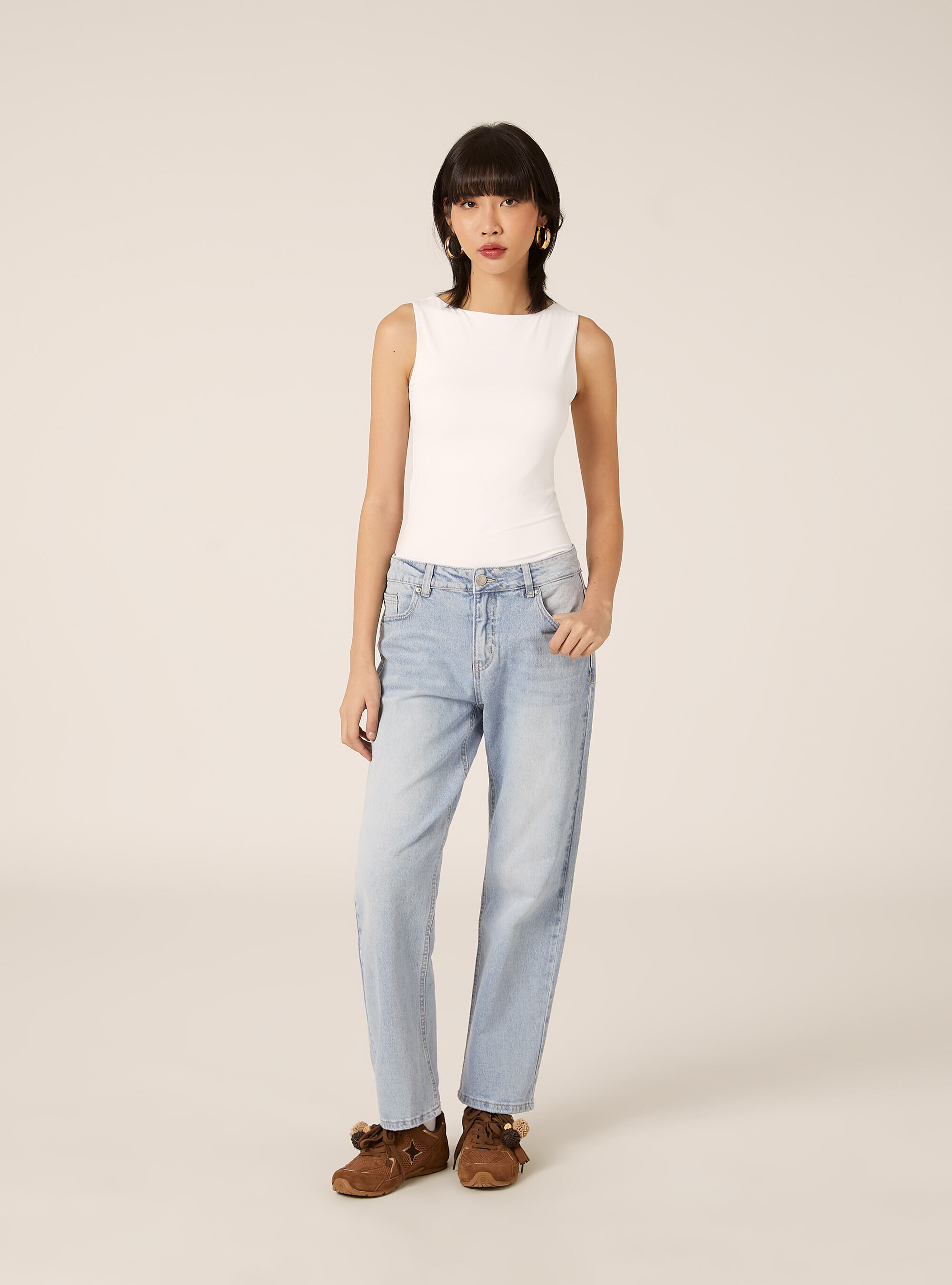 Straight fit jeans with bows