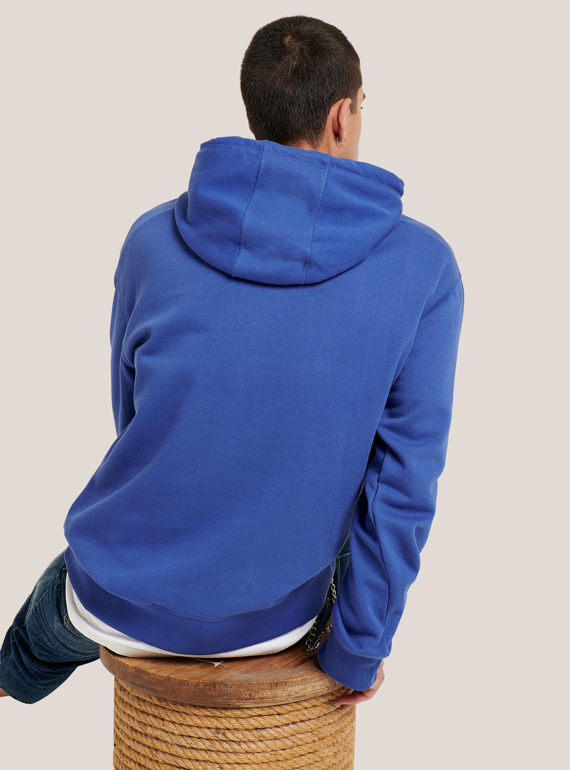 Basic-Kapuzensweatshirt mit K&auml;ngurutasche, C0253 AZZURRE