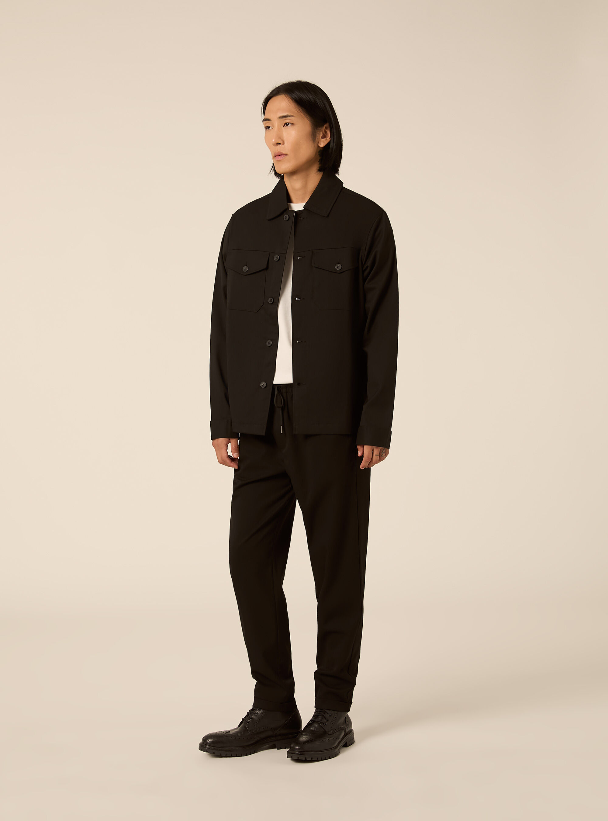 Tailored jogger trousers with elasticated drawstring waist, BK1 BLACK
