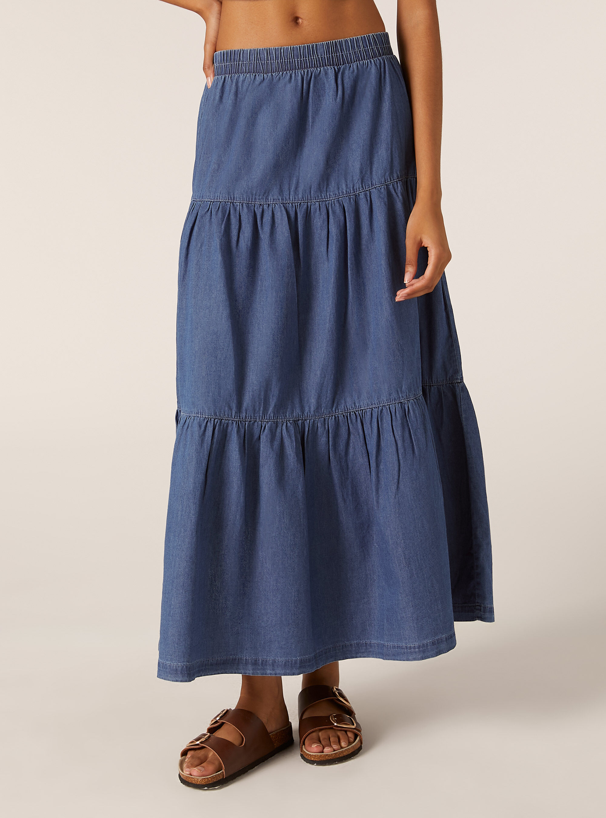 Lightweight denim boho long skirt | Alcott | Women's Skirts