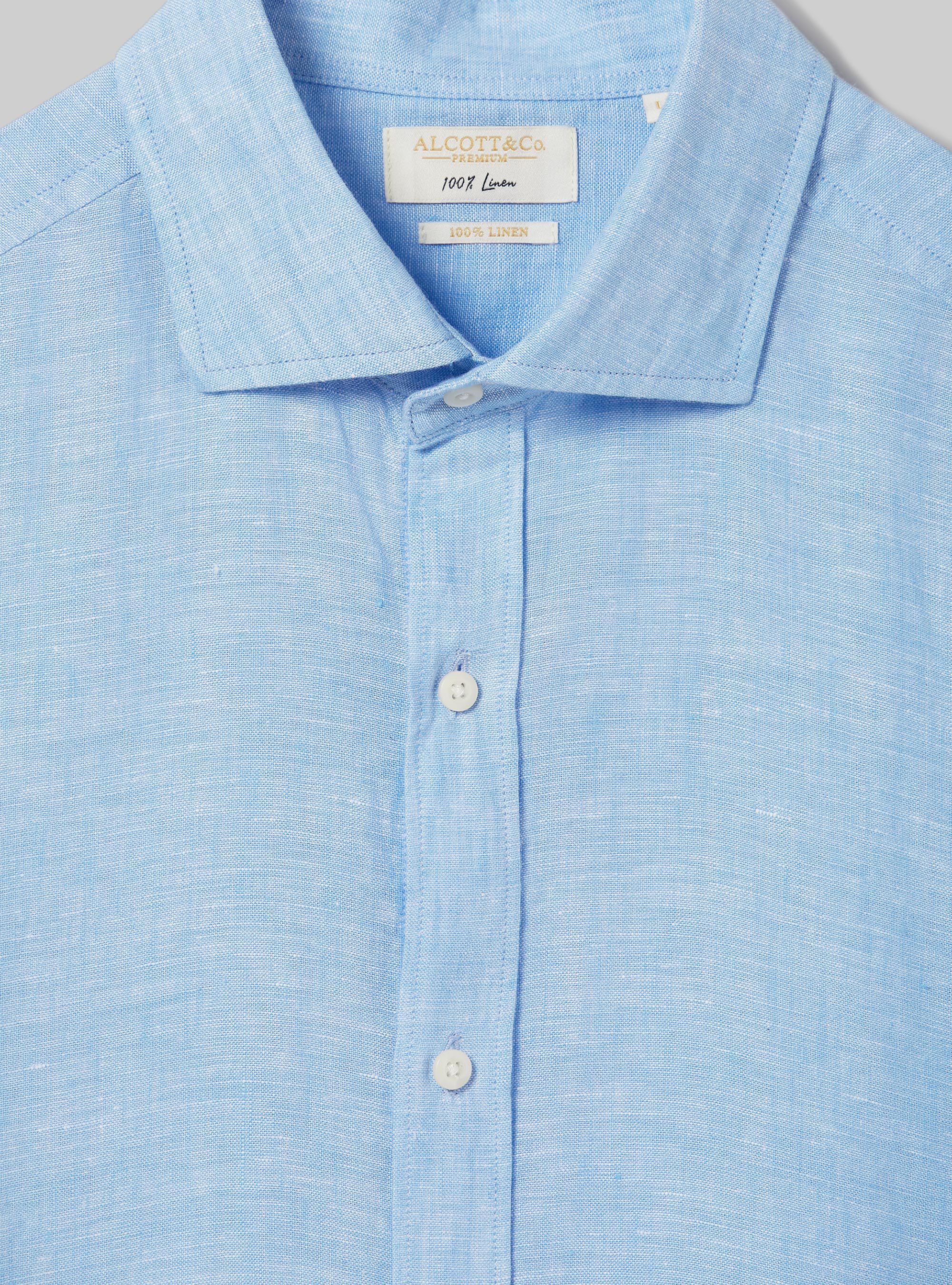 Long-sleeved pure linen shirt, AZ3 AZURE LIGHT