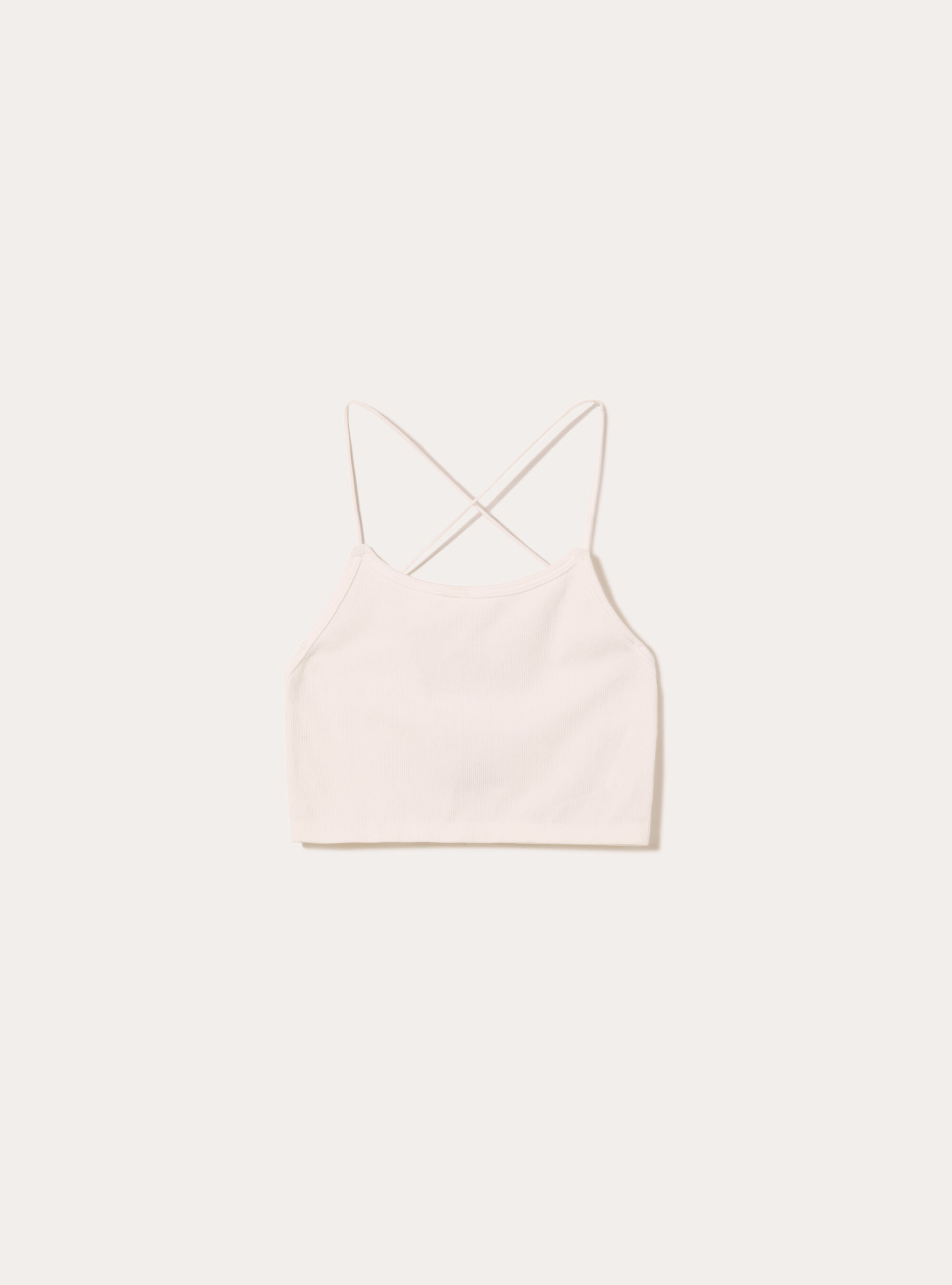 Top de canal&eacute; con tirantes cruzados, WH1 OFF WHITE