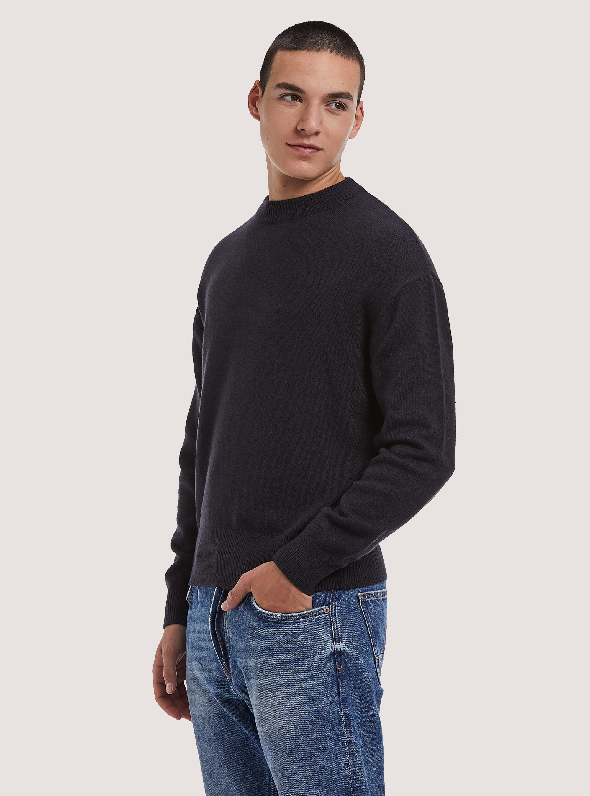 Pullover morbido boxy fit elasticizzato, NA1 NAVY DARK