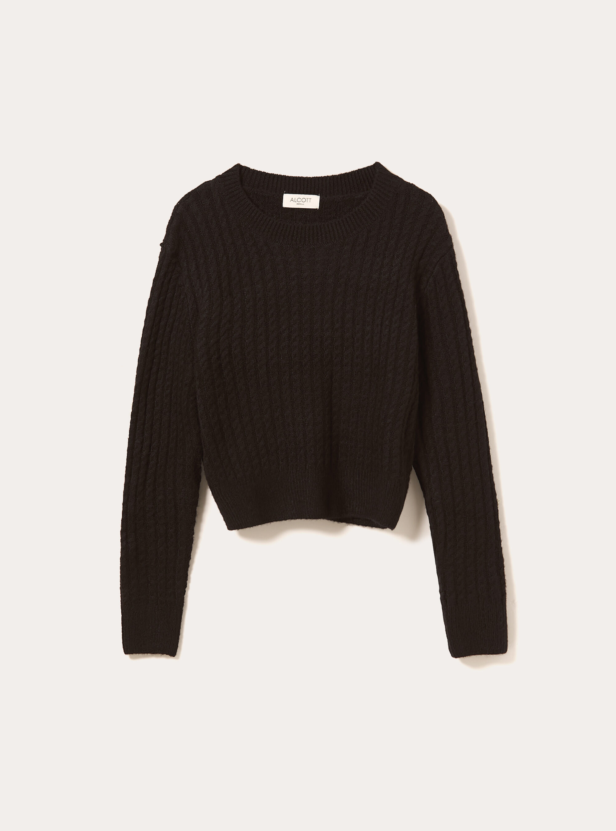 Kurzer Pullover mit Zopfmuster, BK1 BLACK
