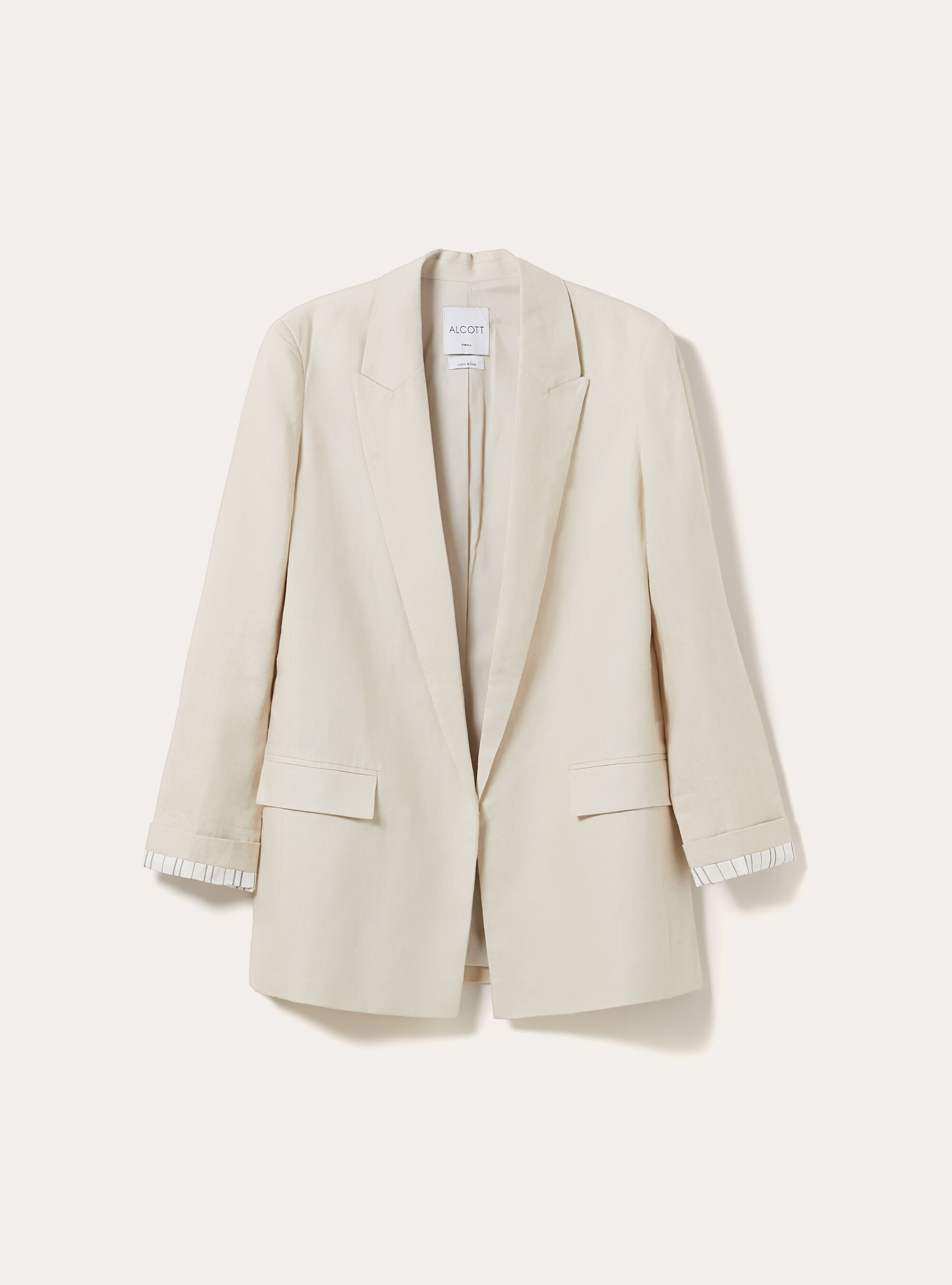 Blazer aperto misto lino, BG2 BEIGE MEDIUM