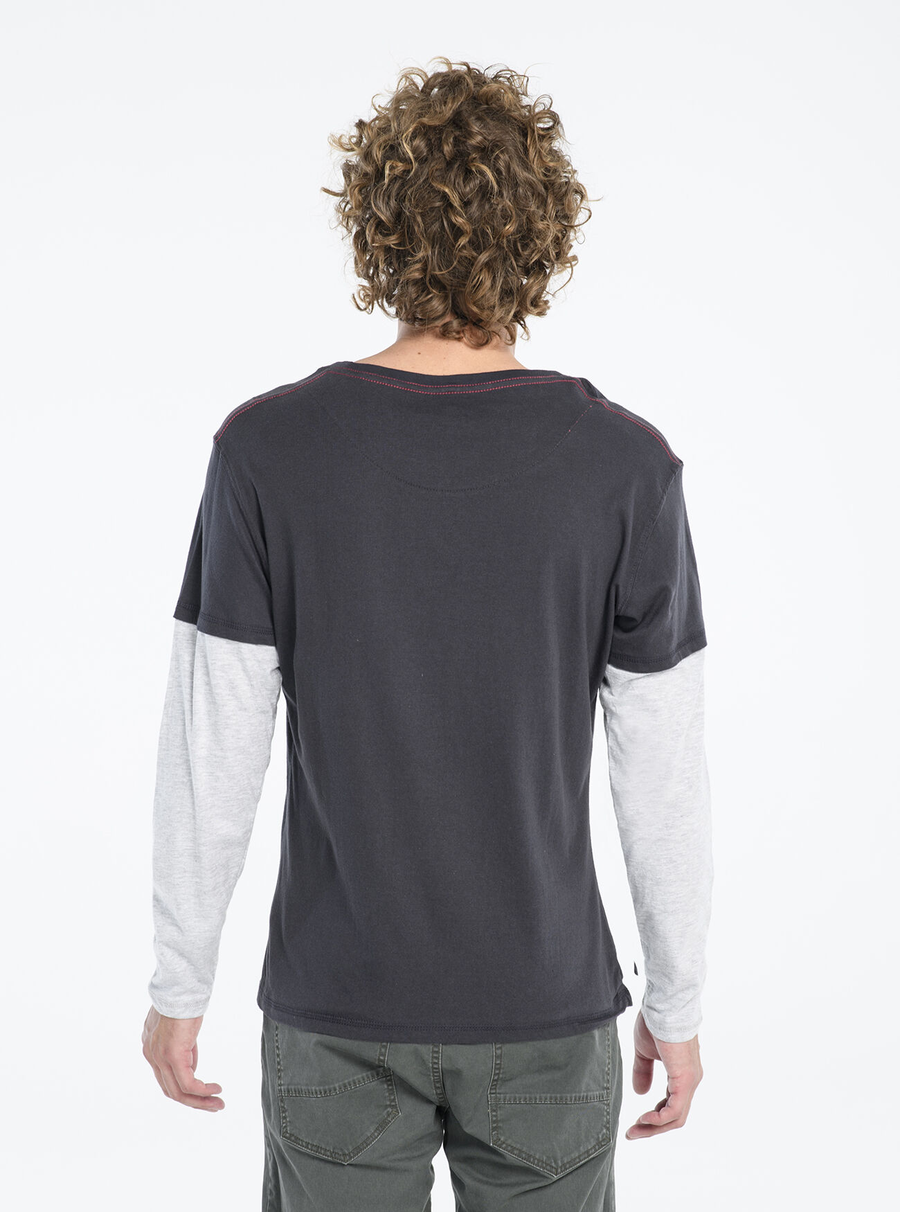 Maglietta a maniche lunghe con stampa, NERO