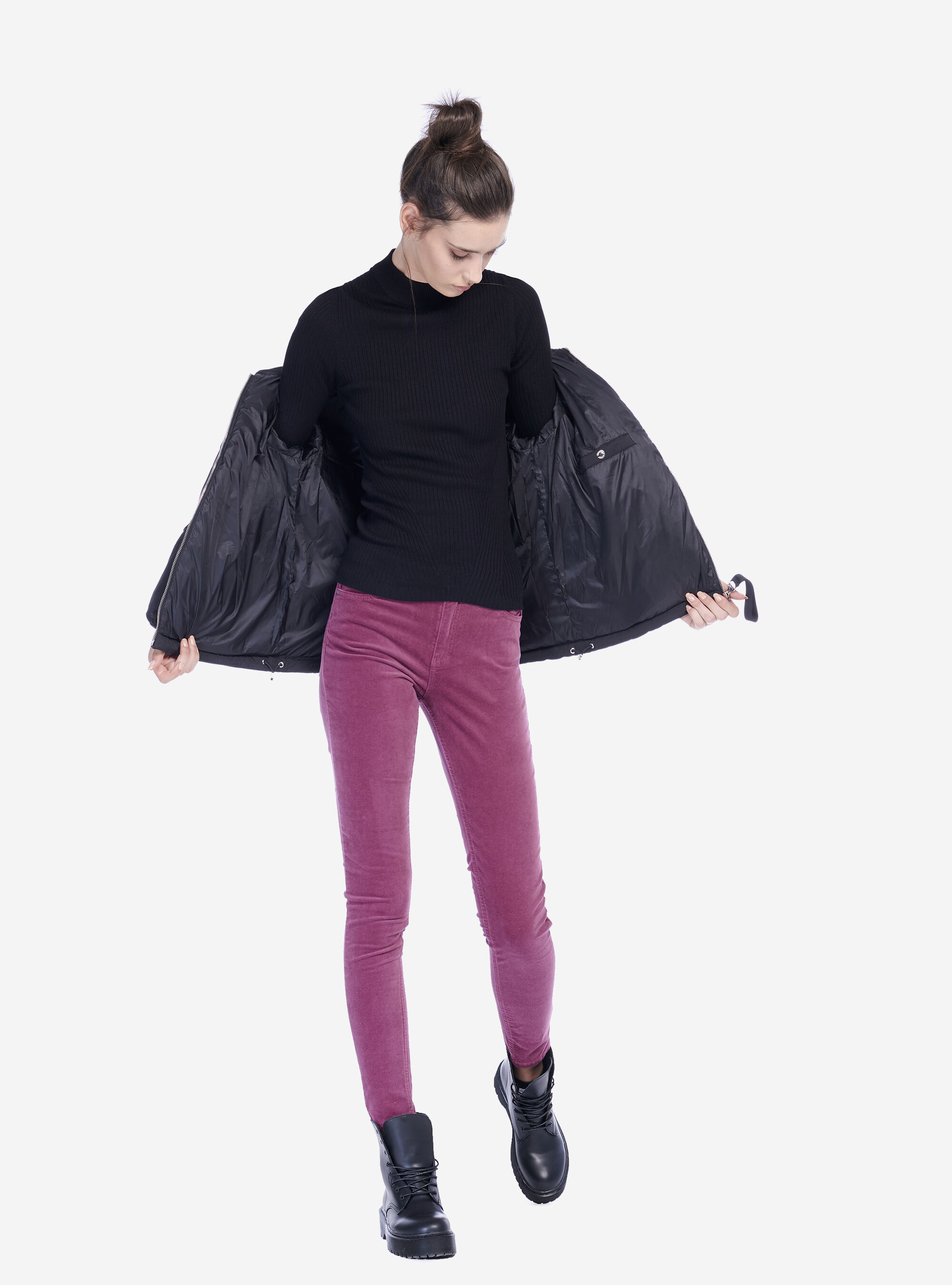 CREWNECK CROPPED PULLOVER, BLACK