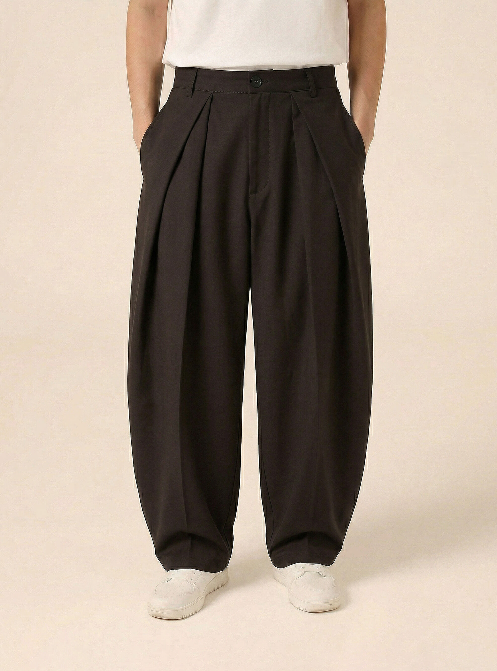 Tailored Super Baggy Fit Pants, BK1 BLACK