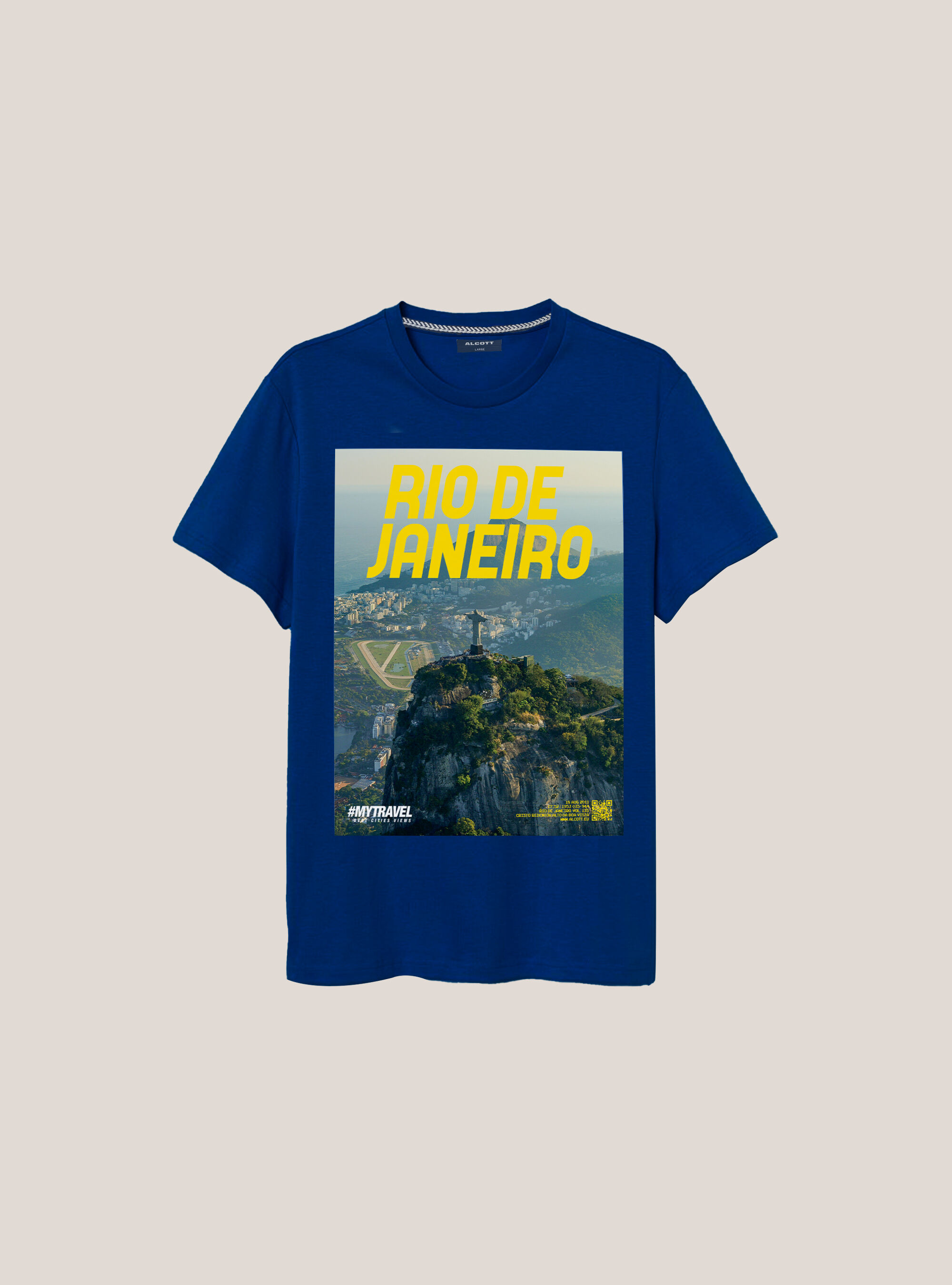 Camiseta de algod&oacute;n con estampado urbano, C2227 ROYALE