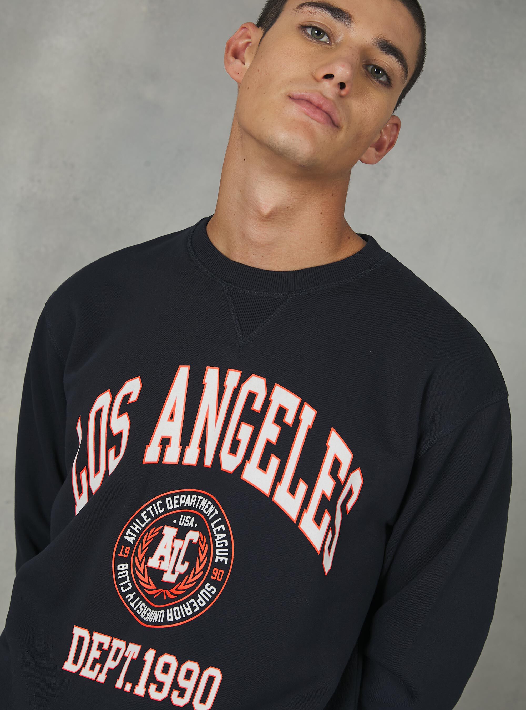 Sweat &agrave; col ras du cou avec imprim&eacute; universitaire, NA1 NAVY DARK