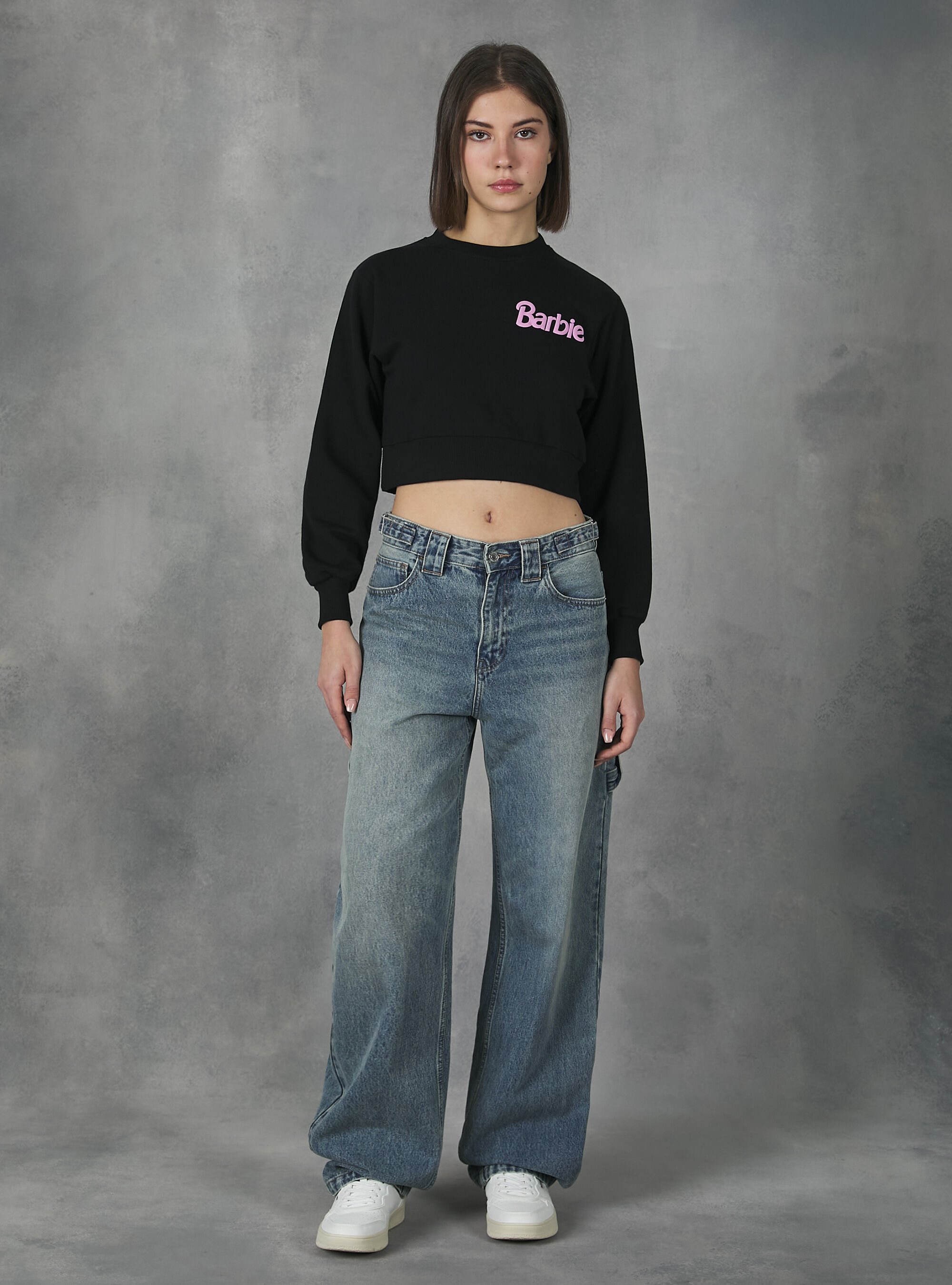 Barbie / Alcott cropped sweatshirt, BK1 BLACK