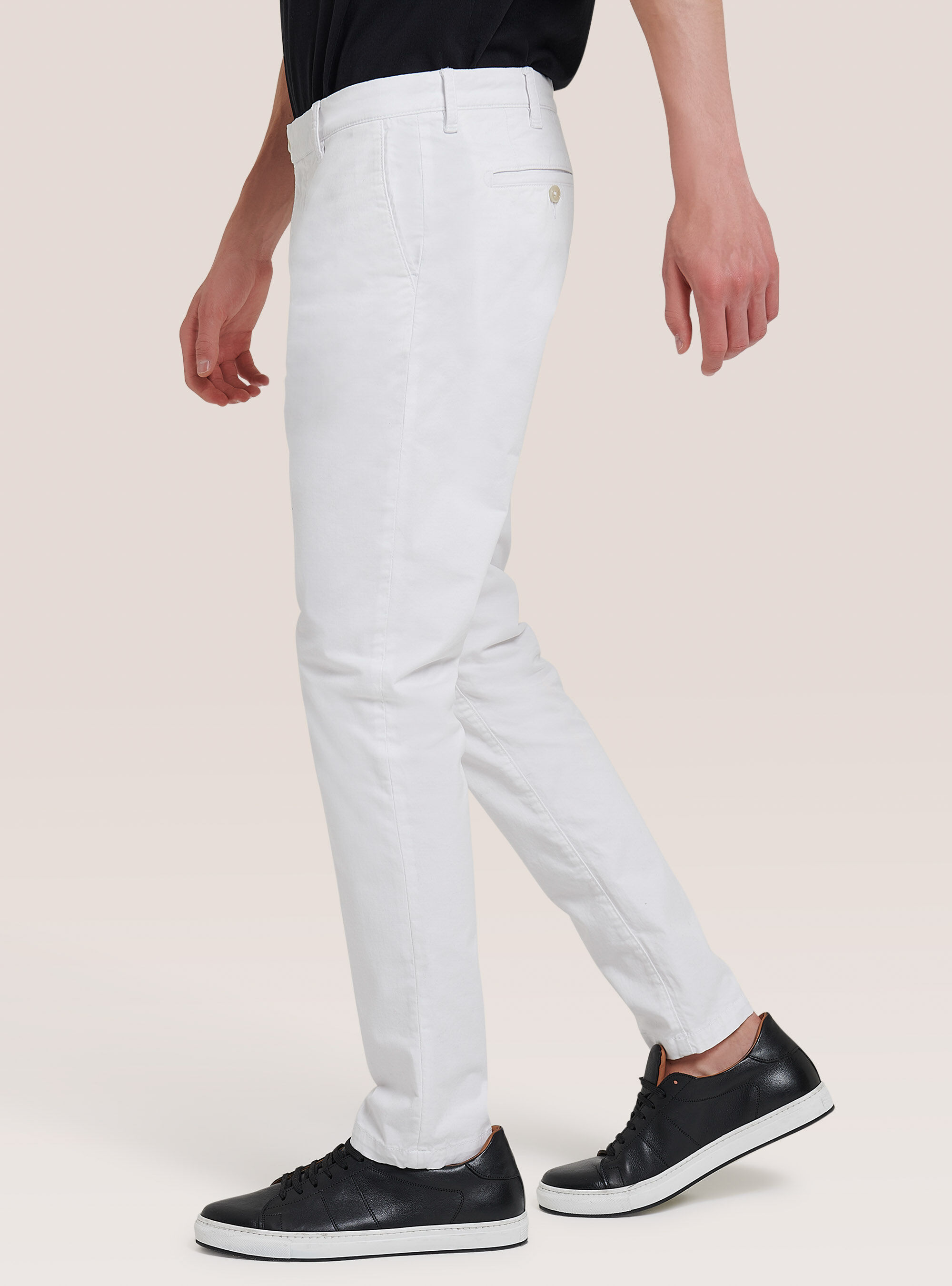 Pantaloni chinos classici in cotone, C028 OFF WHITE