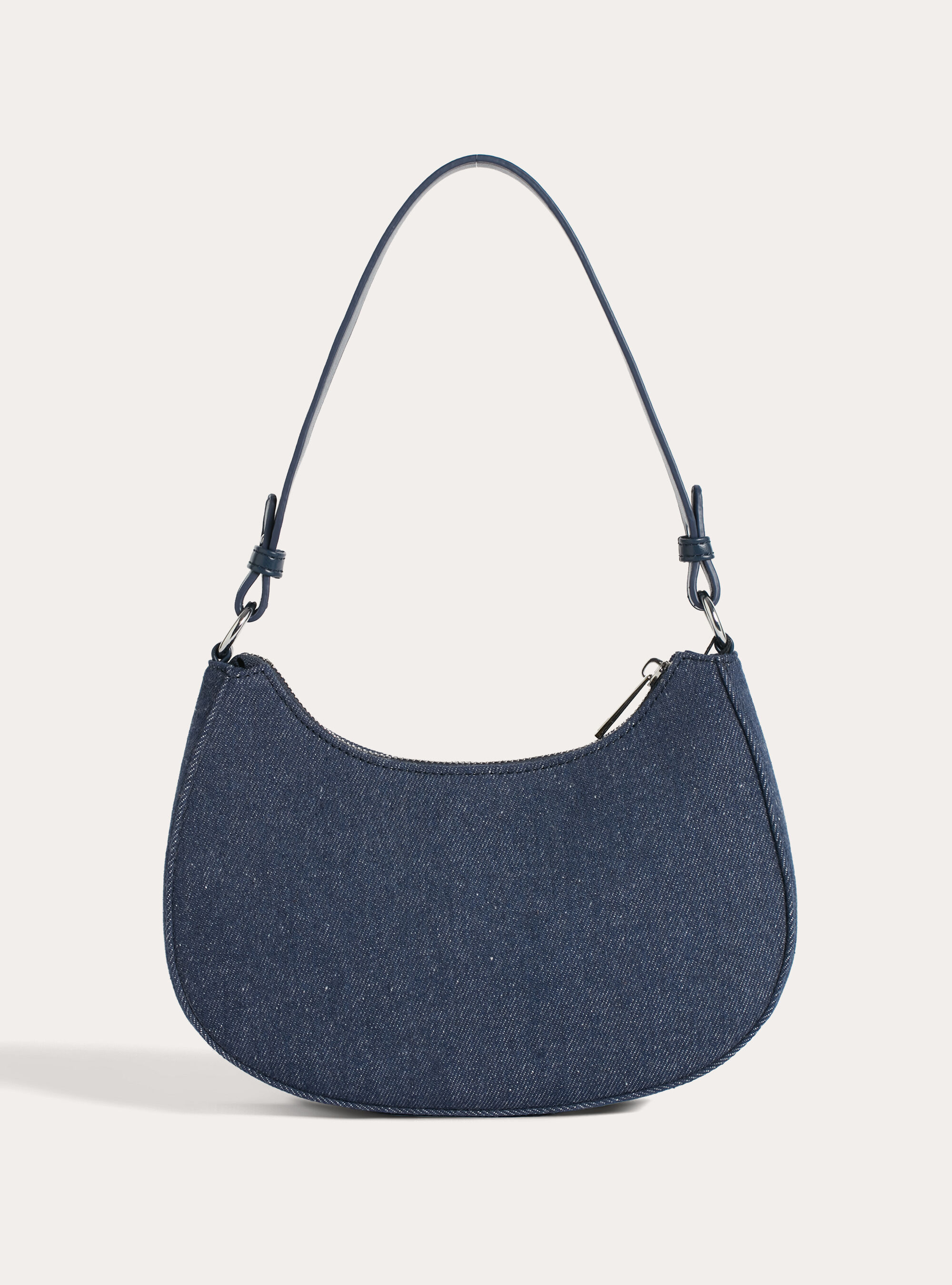 Borsa a spalla mezzaluna in denim