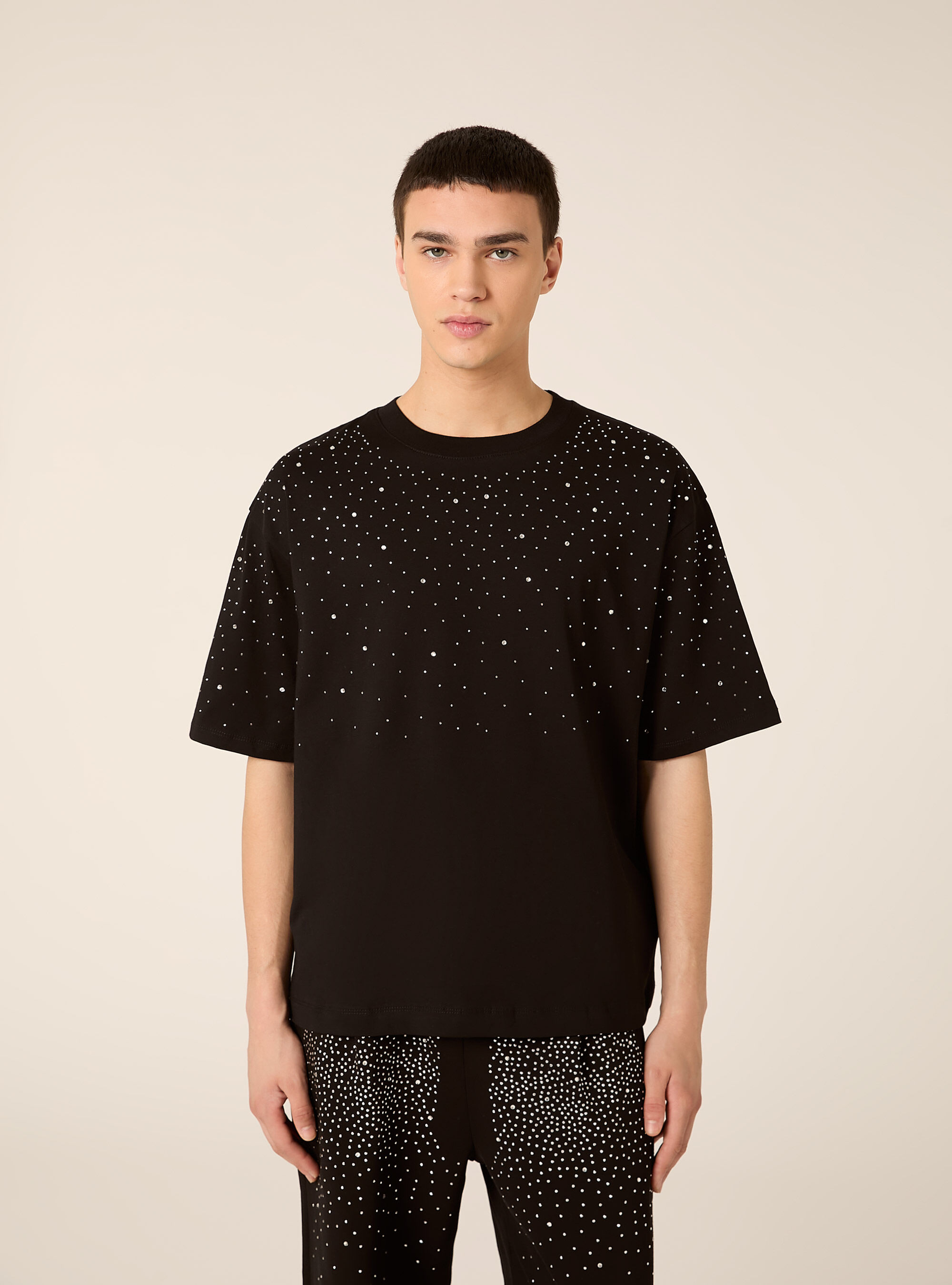 T-shirt boxy  con strass