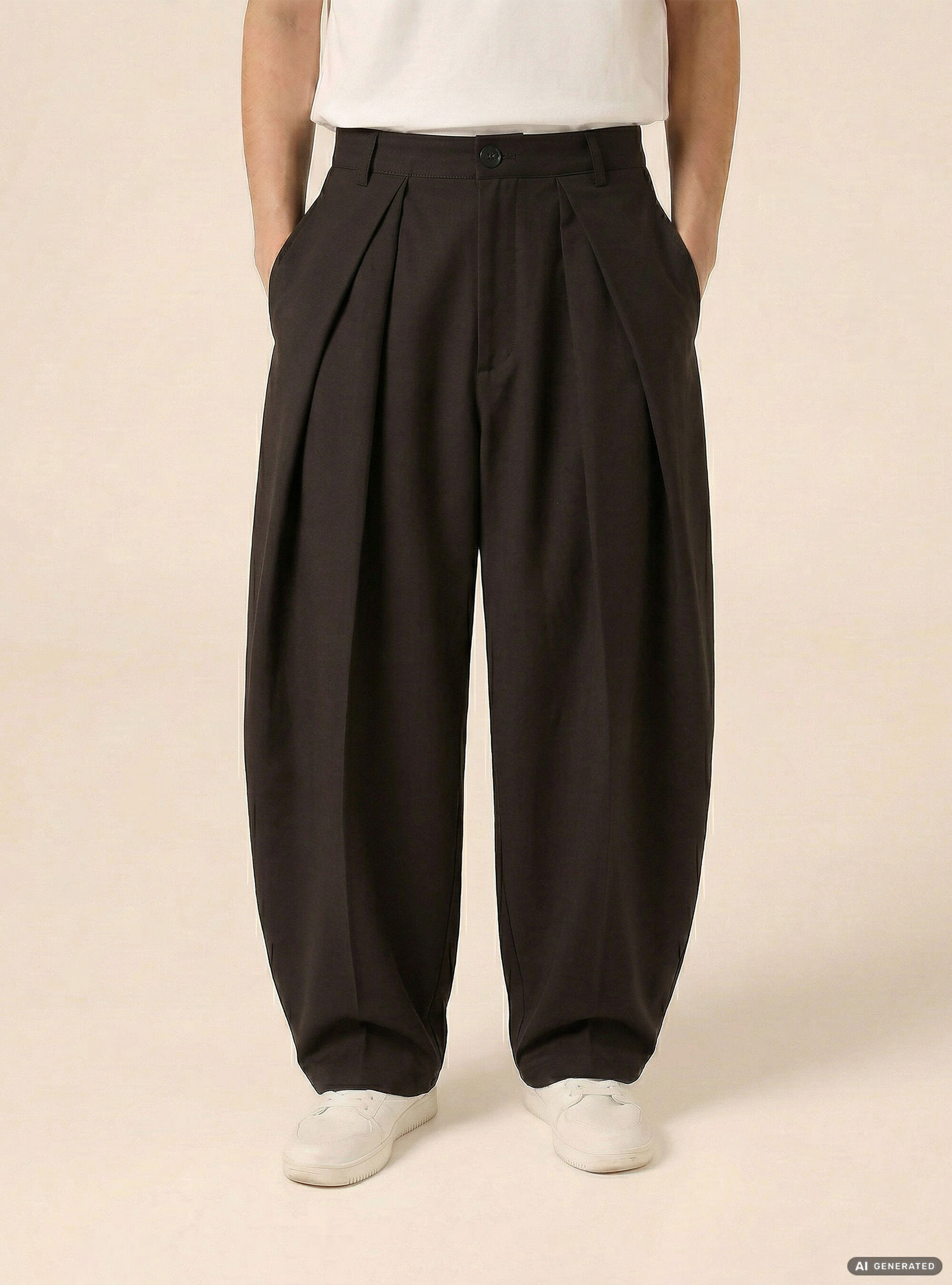Pantalon ajust&eacute; &agrave; la coupe tr&egrave;s ample
