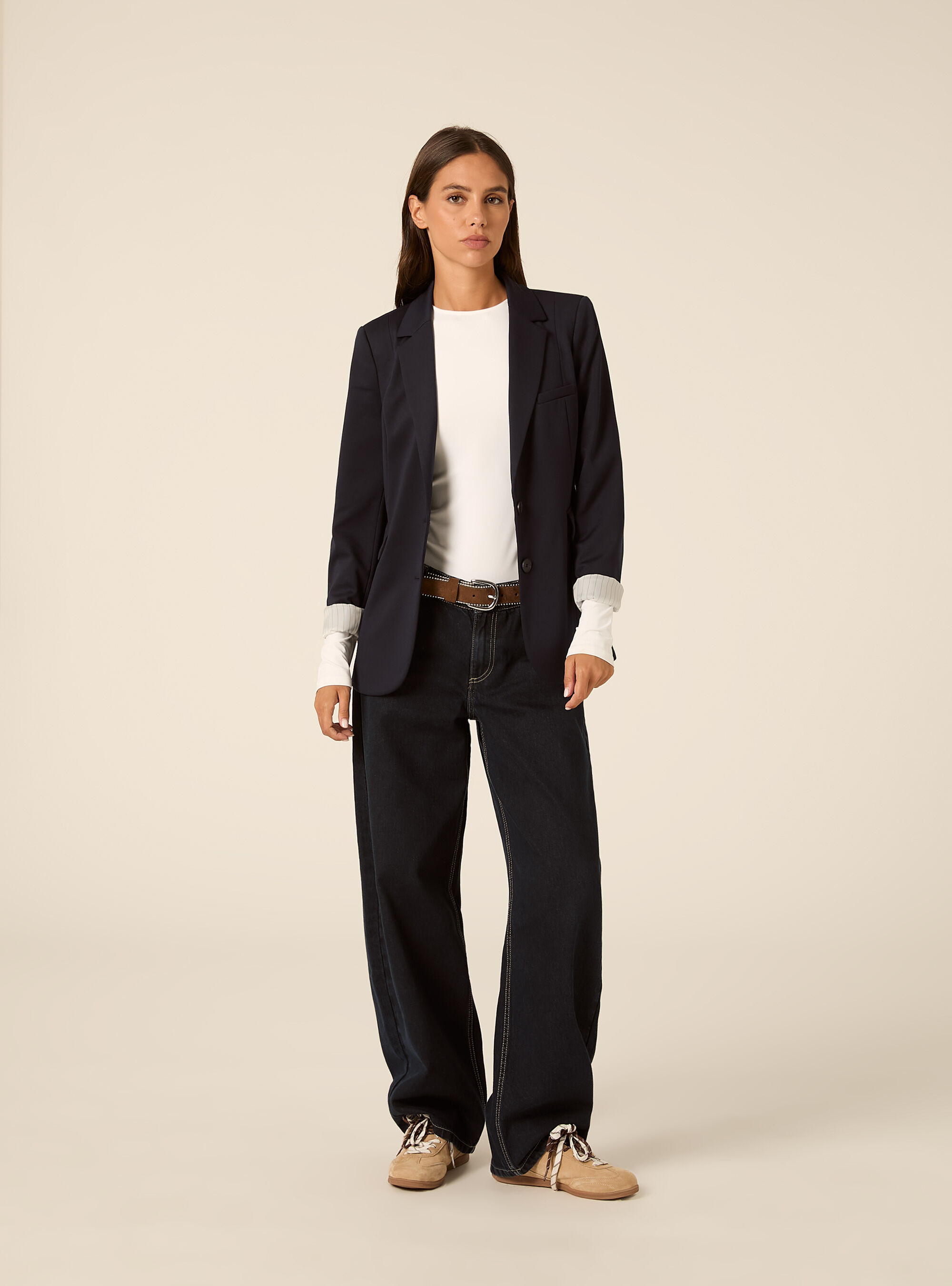 Blazer droit structure a revers