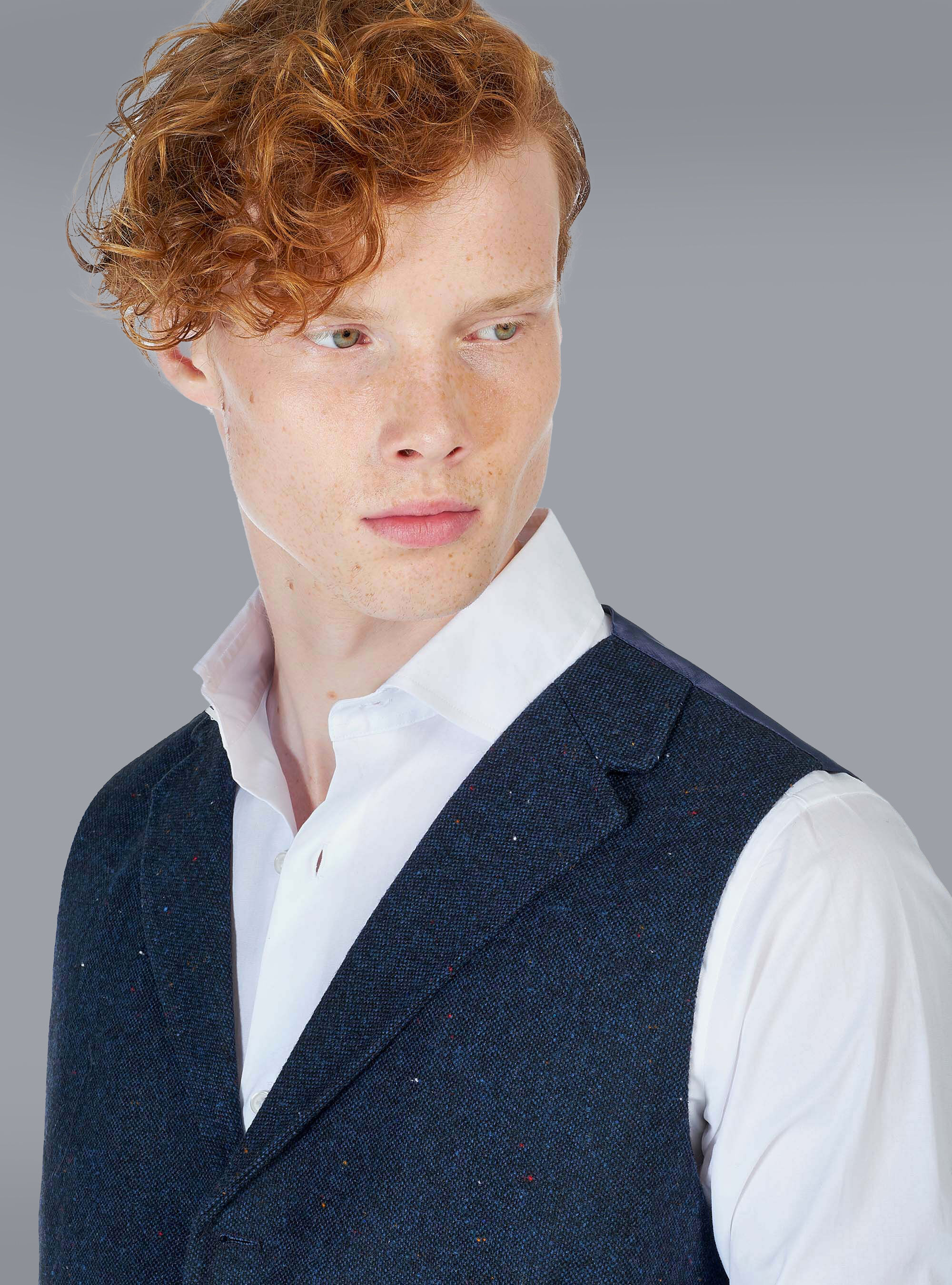 Gilet in tessuto boucle, BLU