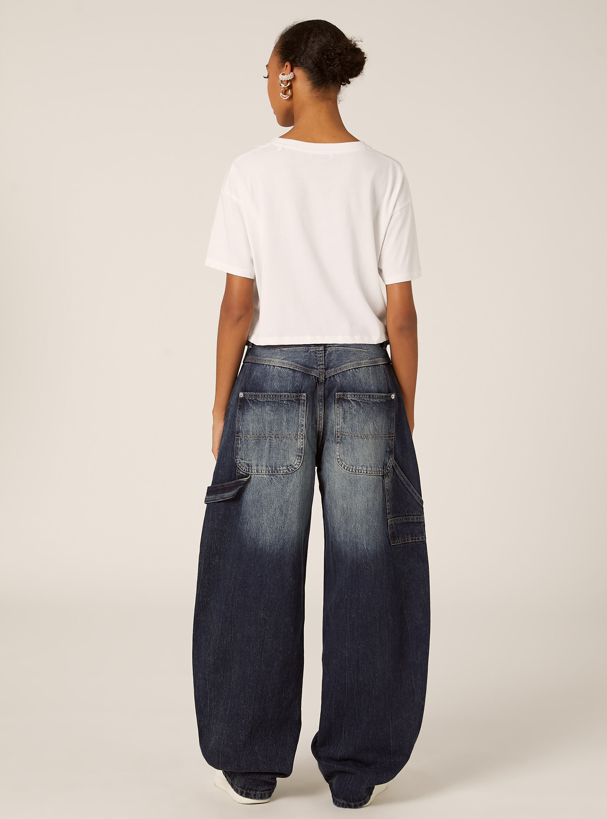 Jean ballon carpenter &agrave; taille ajustable, D003 MEDIUM BLUE