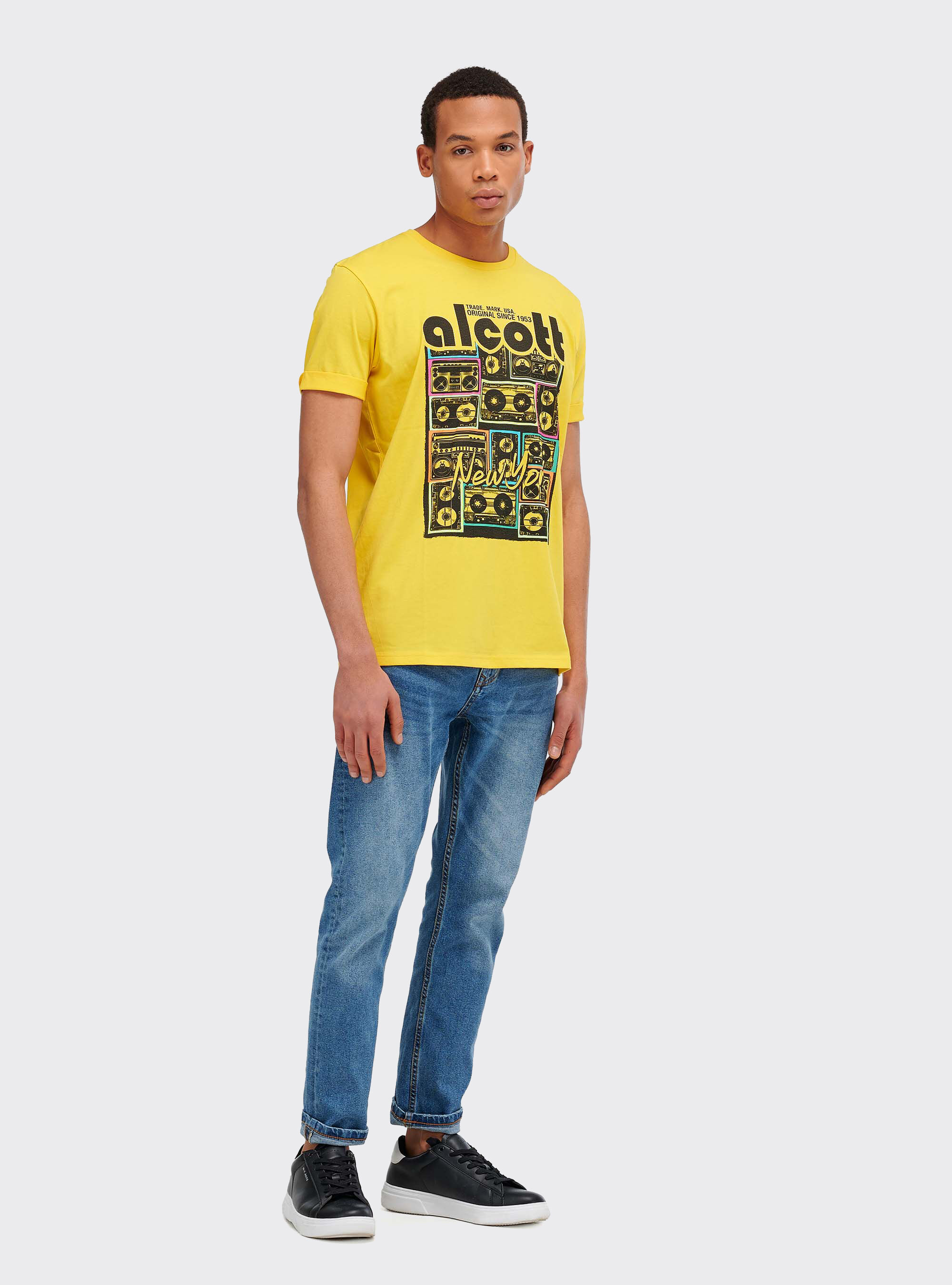 T-Shirt mit Graffiti-Aufdruck, C7750 YELLOW