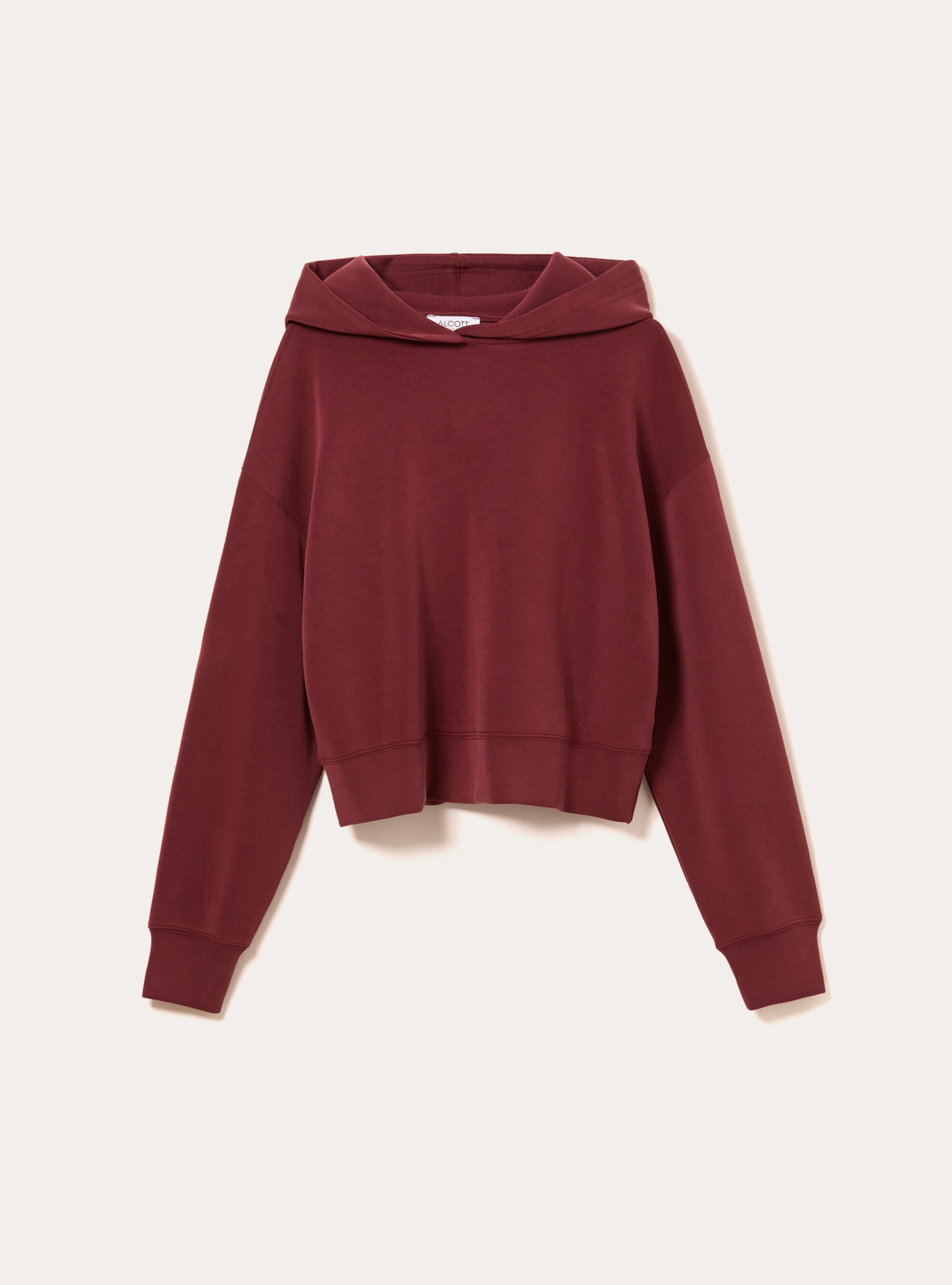 Pull court en molleton doux au toucher, BO1 BORDEAUX DARK