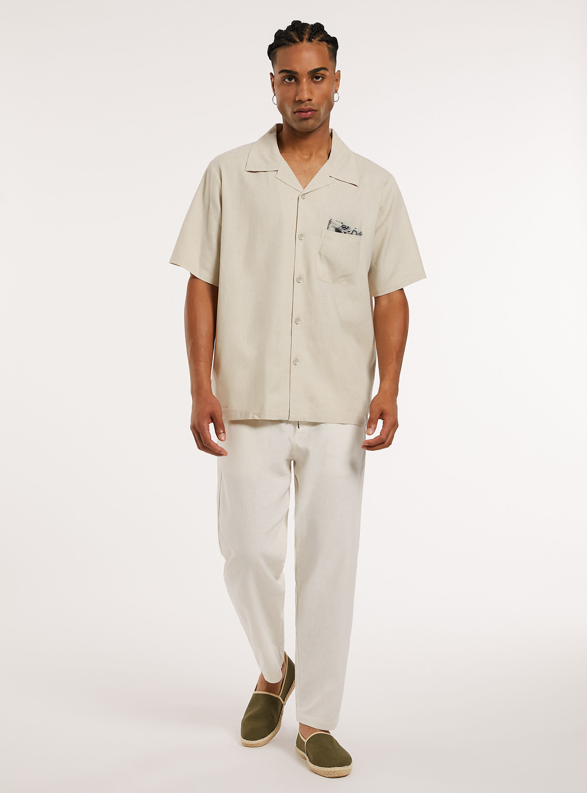 Camicia in misto  lino con tascone