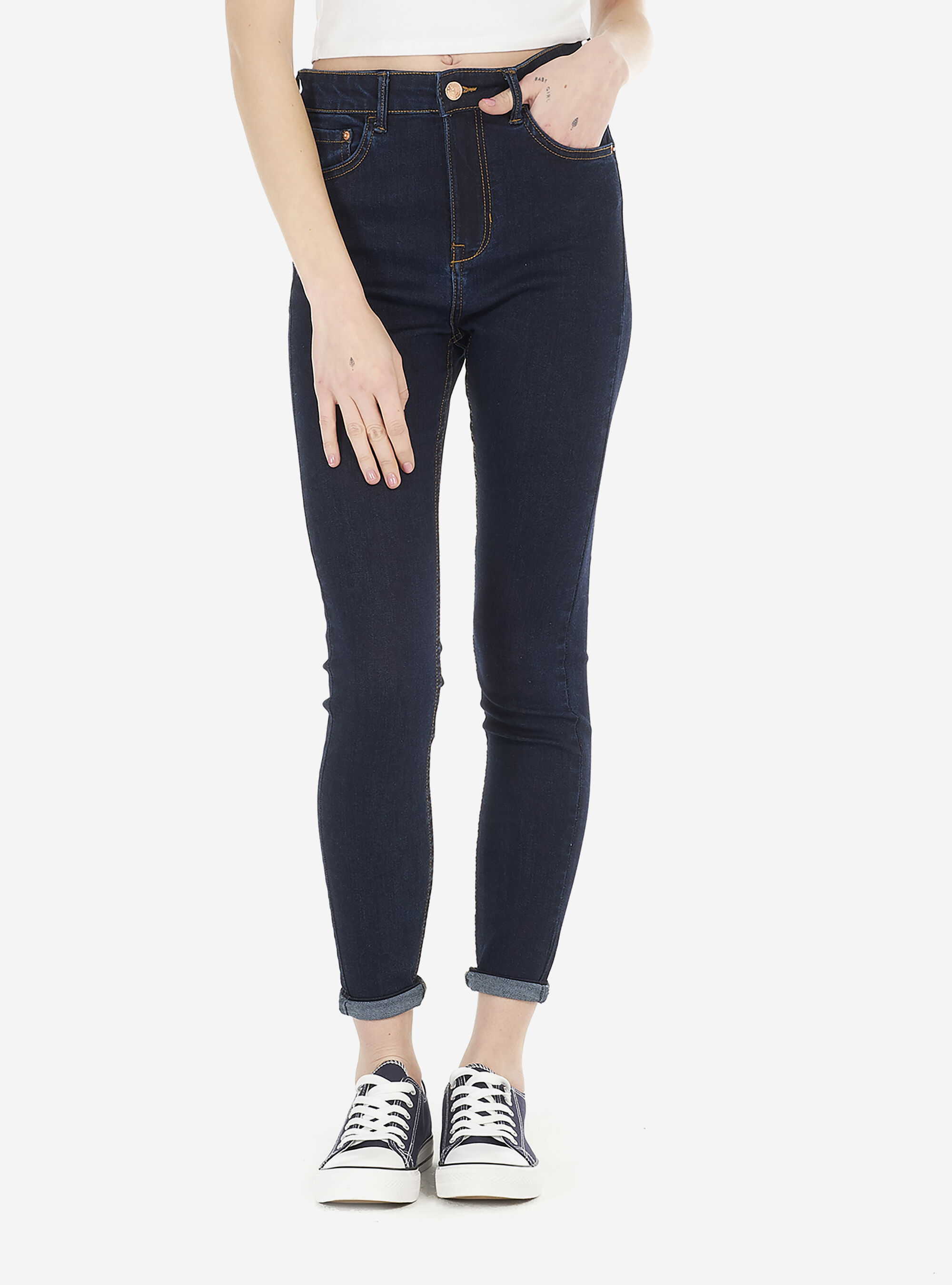 Denim skinny fit high rise, BLUE NAVY