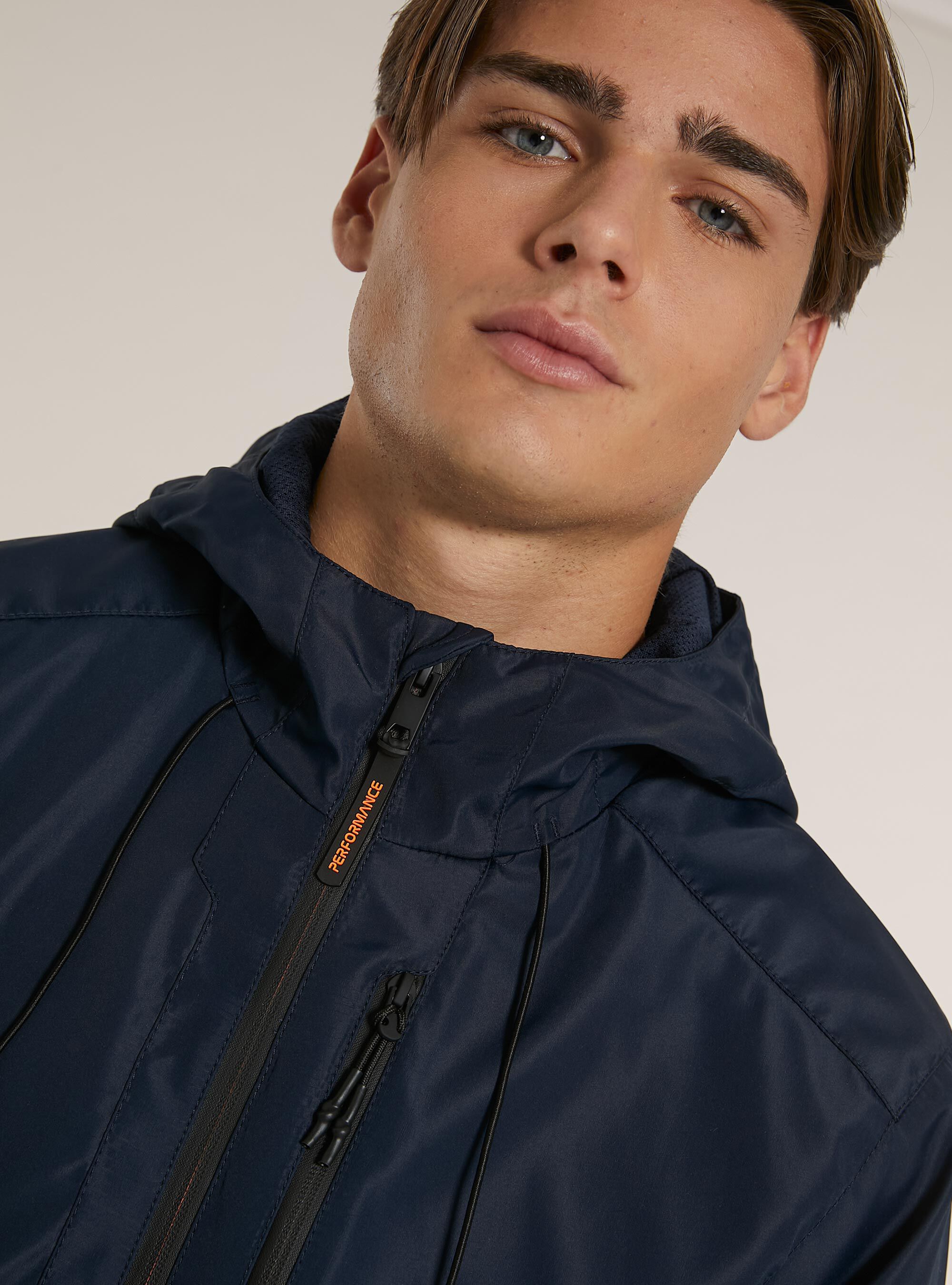 Windproof hooded bomber jacket, NA1 NAVY DARK