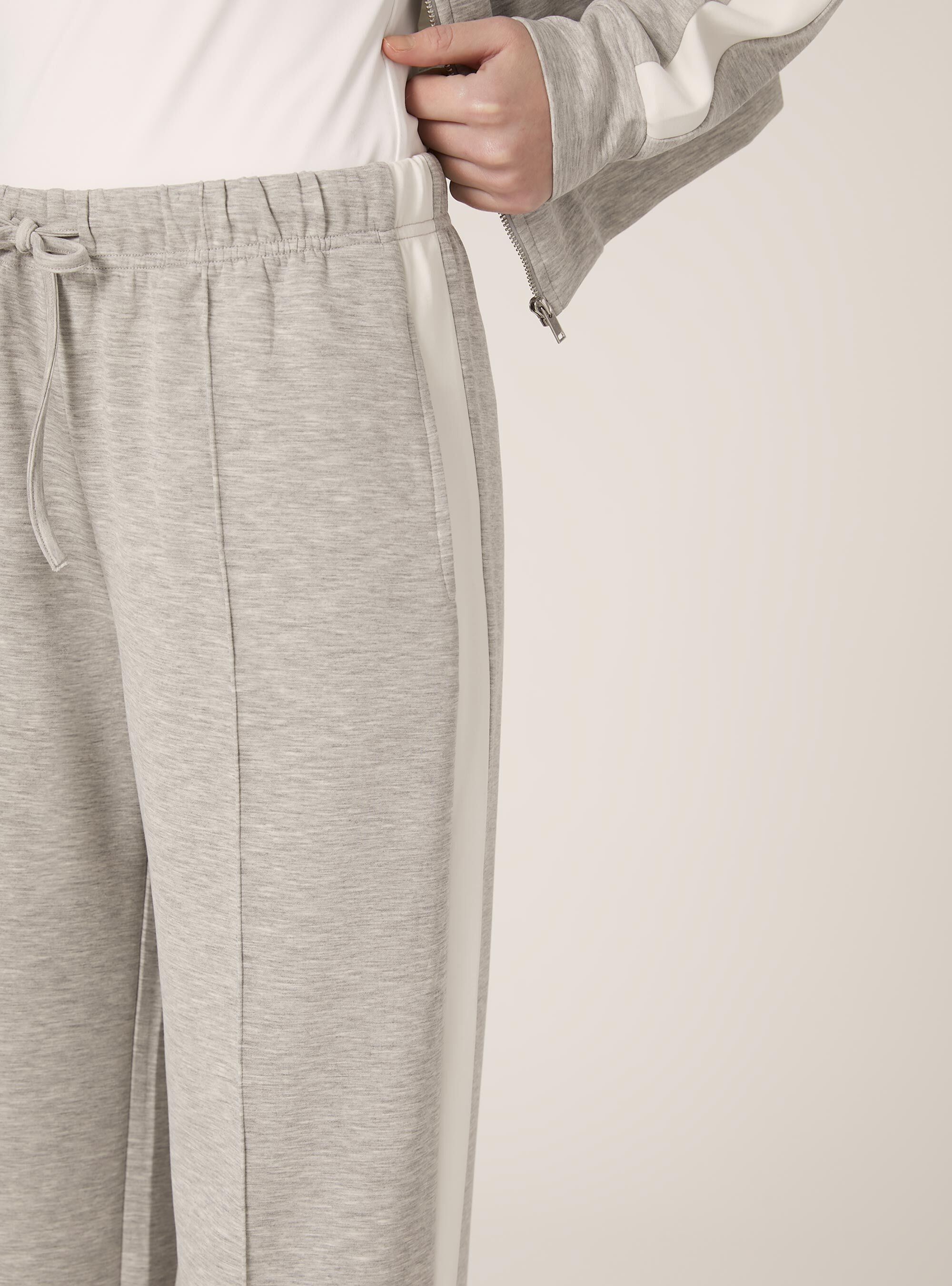 Pantaloni wide leg soft touch, MGY3 GREY MEL LIGHT