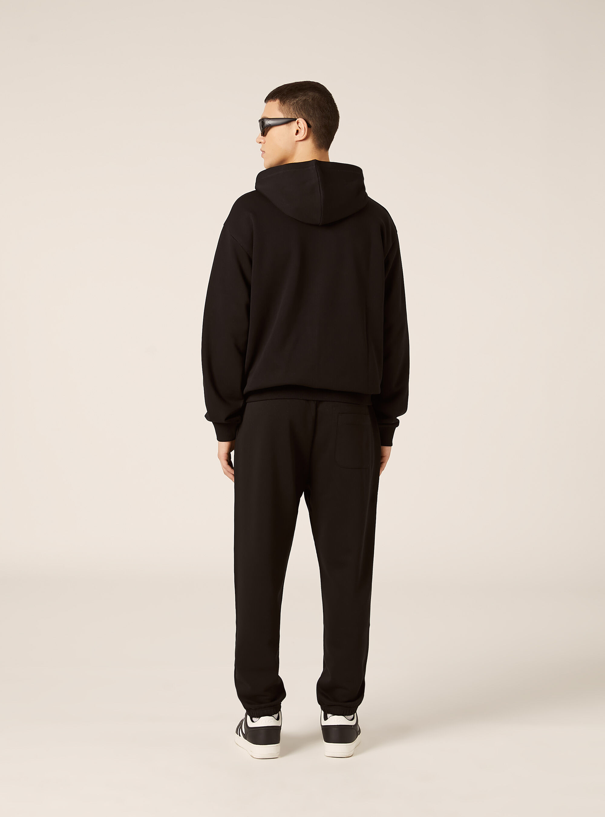 Sweat &agrave; capuche et fermeture &eacute;clair, coupe boxy, BK1 BLACK
