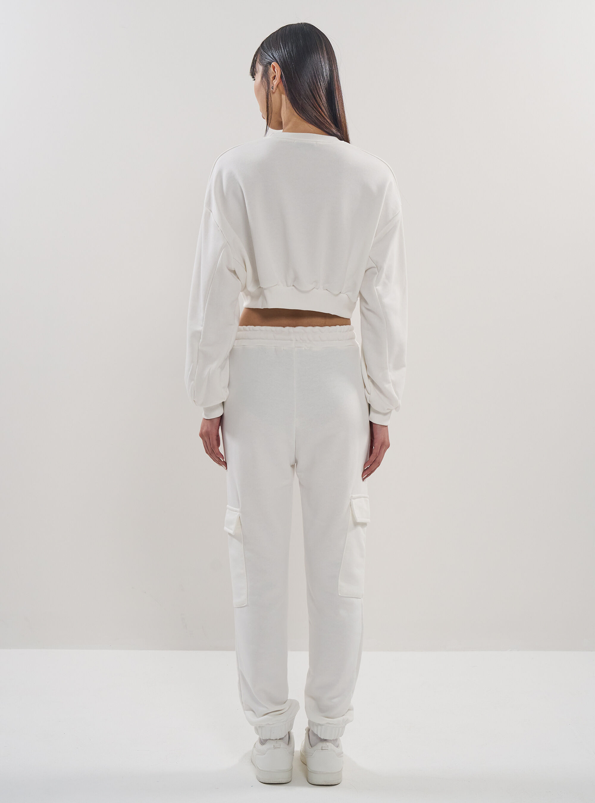 Pl&uuml;sch-Cargo-Joggerhose, WH2 WHITE