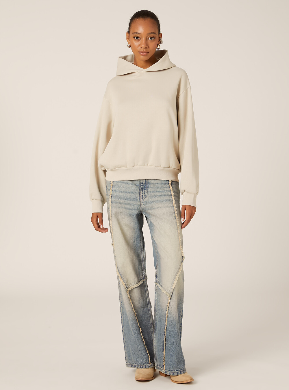 Straight Leg Oversized Sweatshirt And Jeans Teddy Fleece Oversized