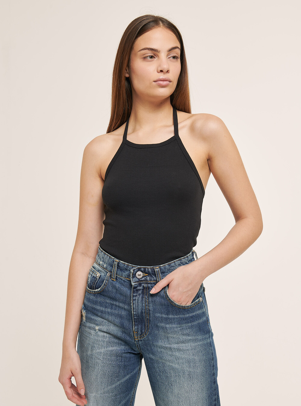 6 Body Donna American Apparel Halter Grigio Erica M - Cotone E Spandex Nuovi - Foto 3
