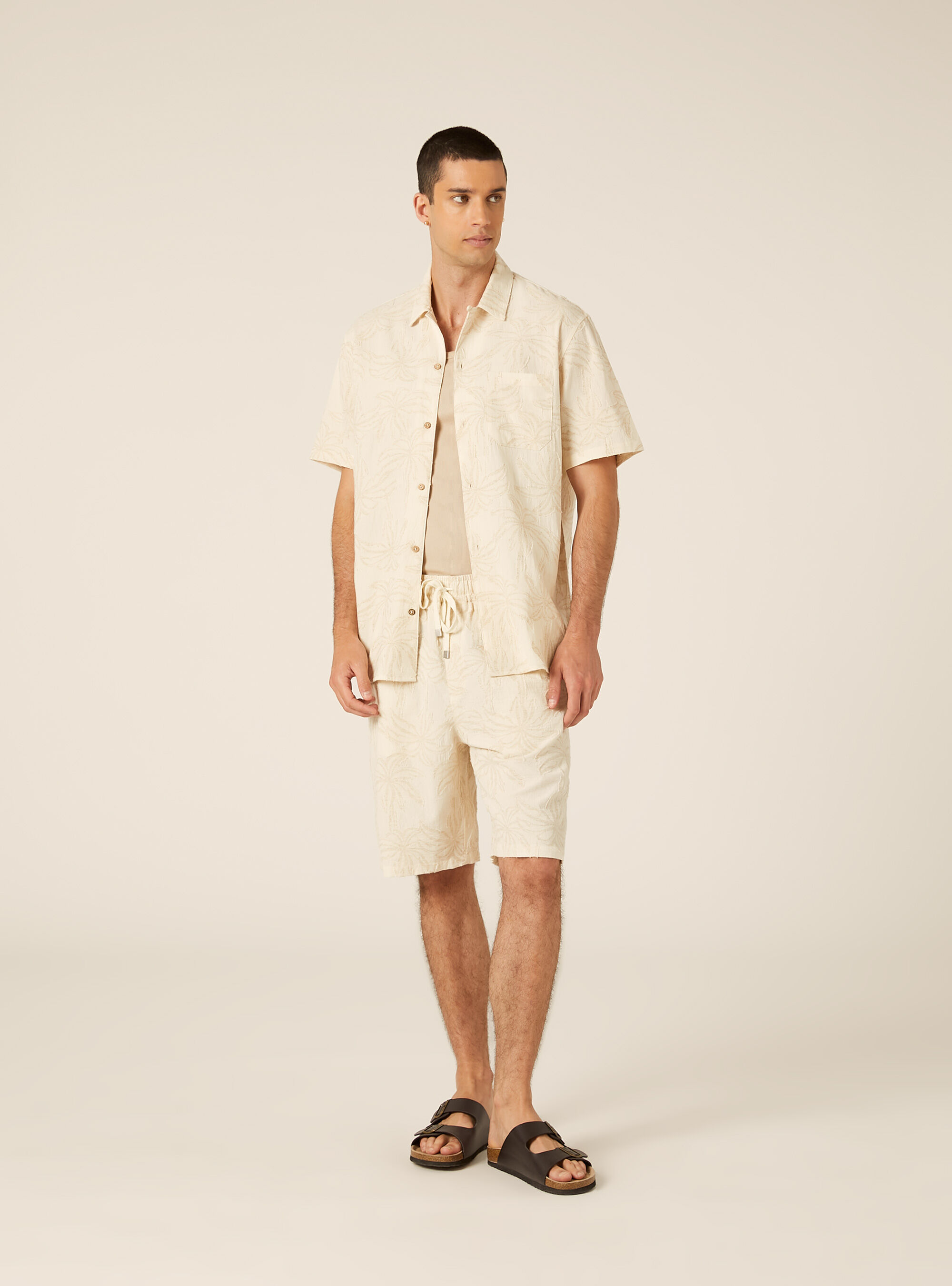 Jacquard linen-blend set