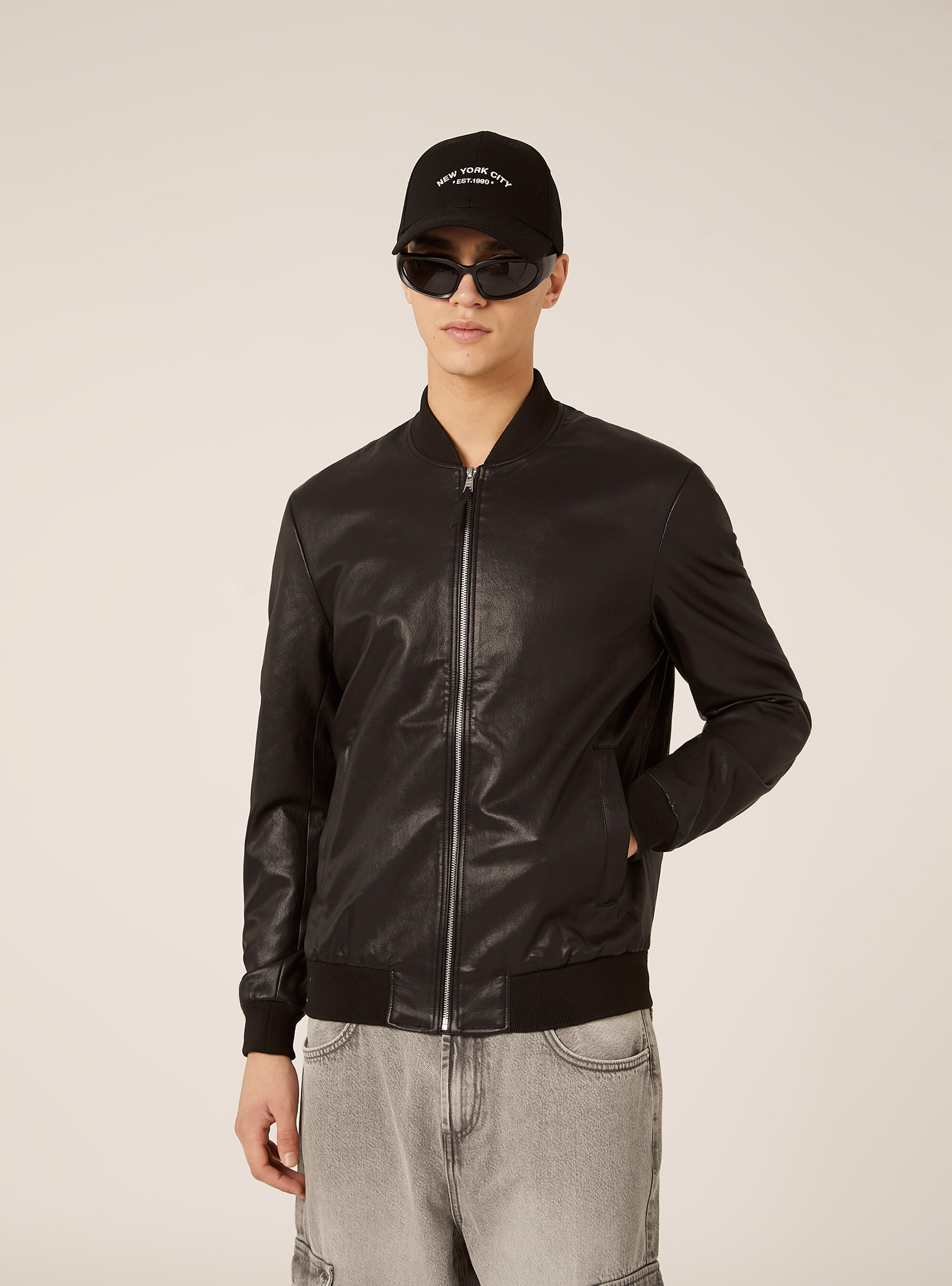 Bomber effetto pelle