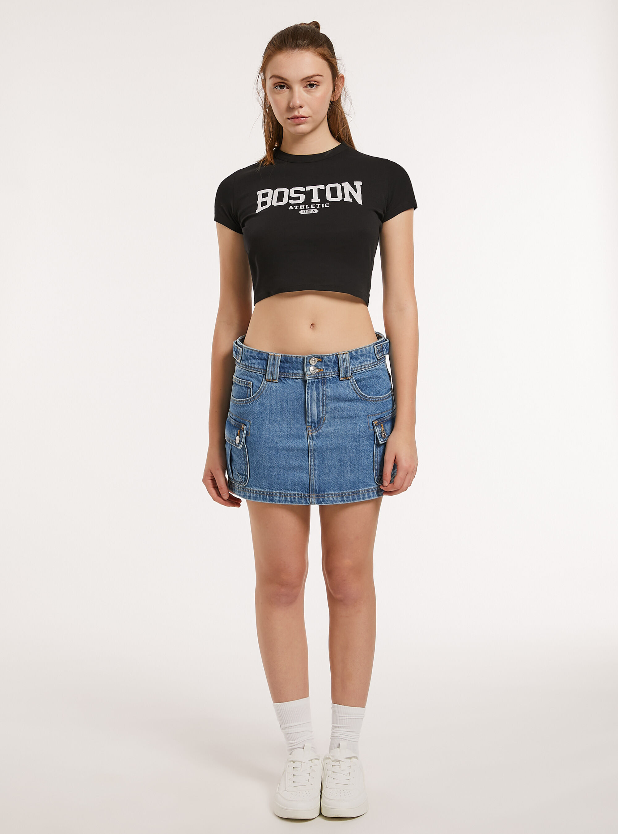 Mid length denim skirts made in usa store