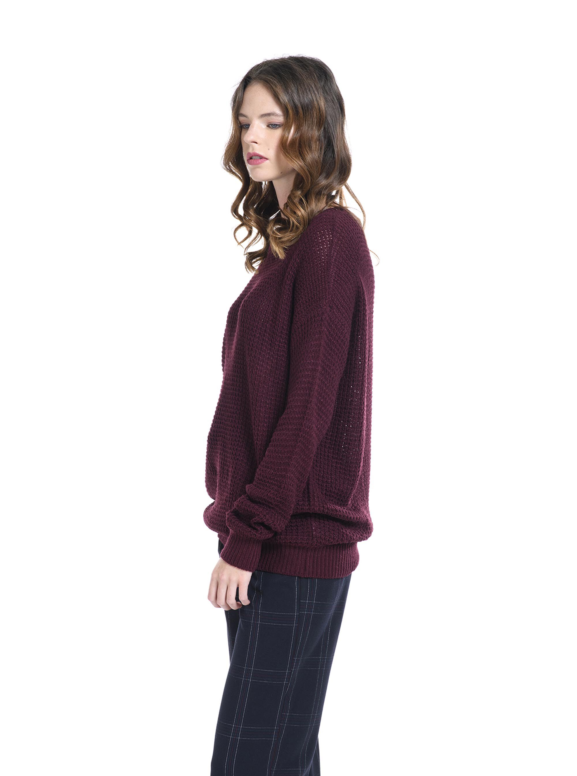 Pullover in maglia, BORDEAUX