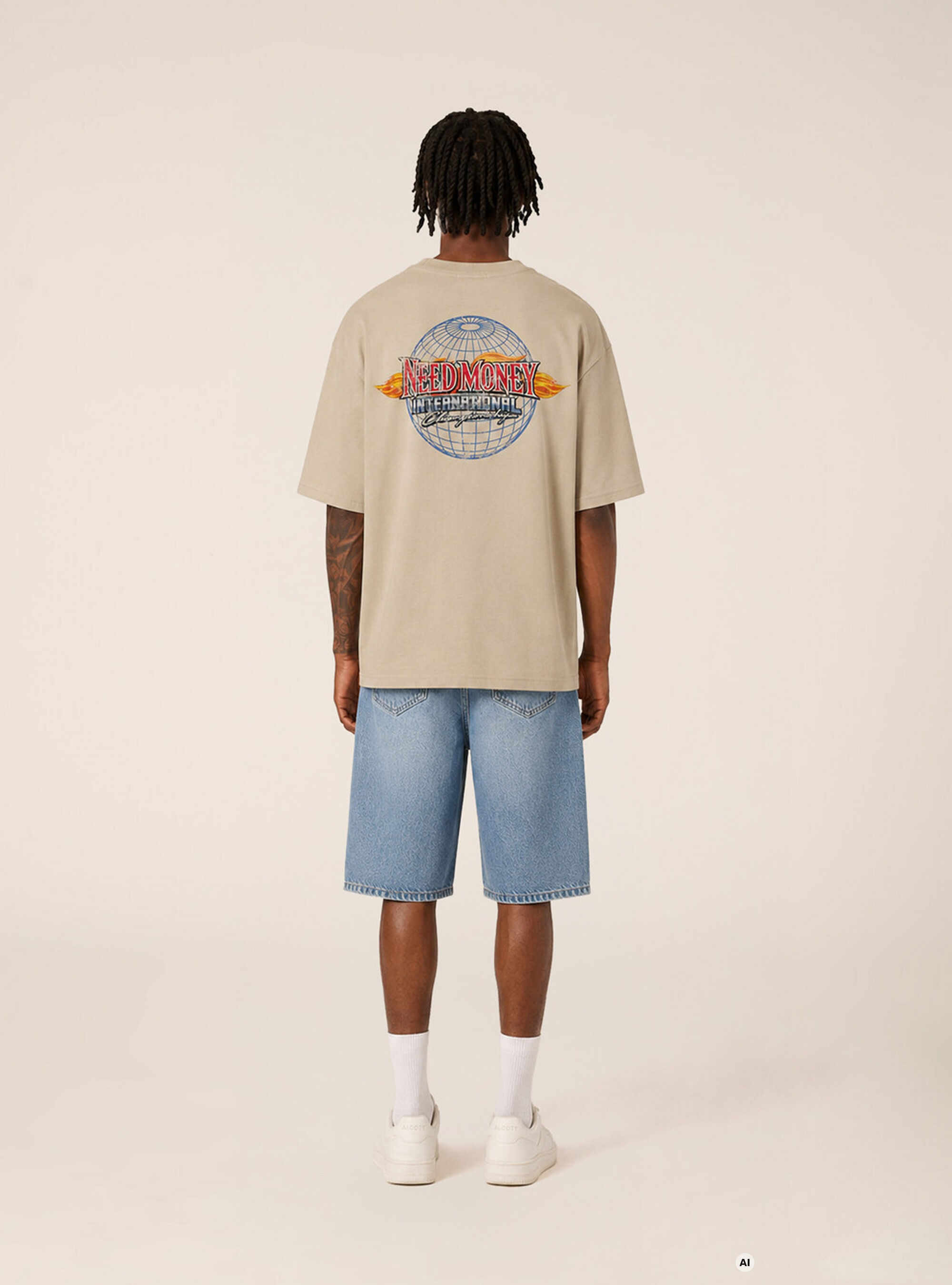 T-shirt  stampa need money los angeles, CR3 CREAM LIGHT