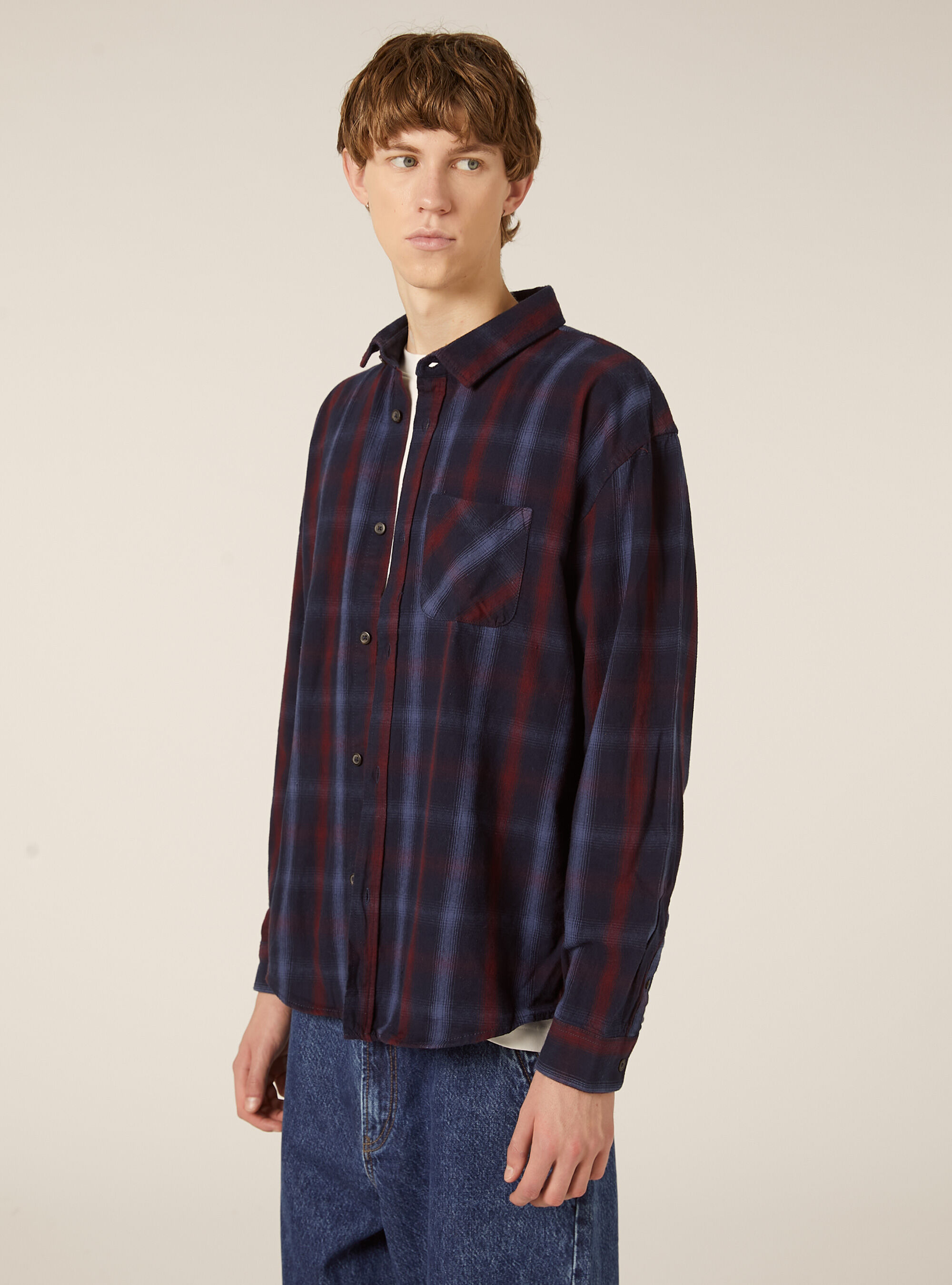 Oversized checked shirt, NA1 NAVY DARK