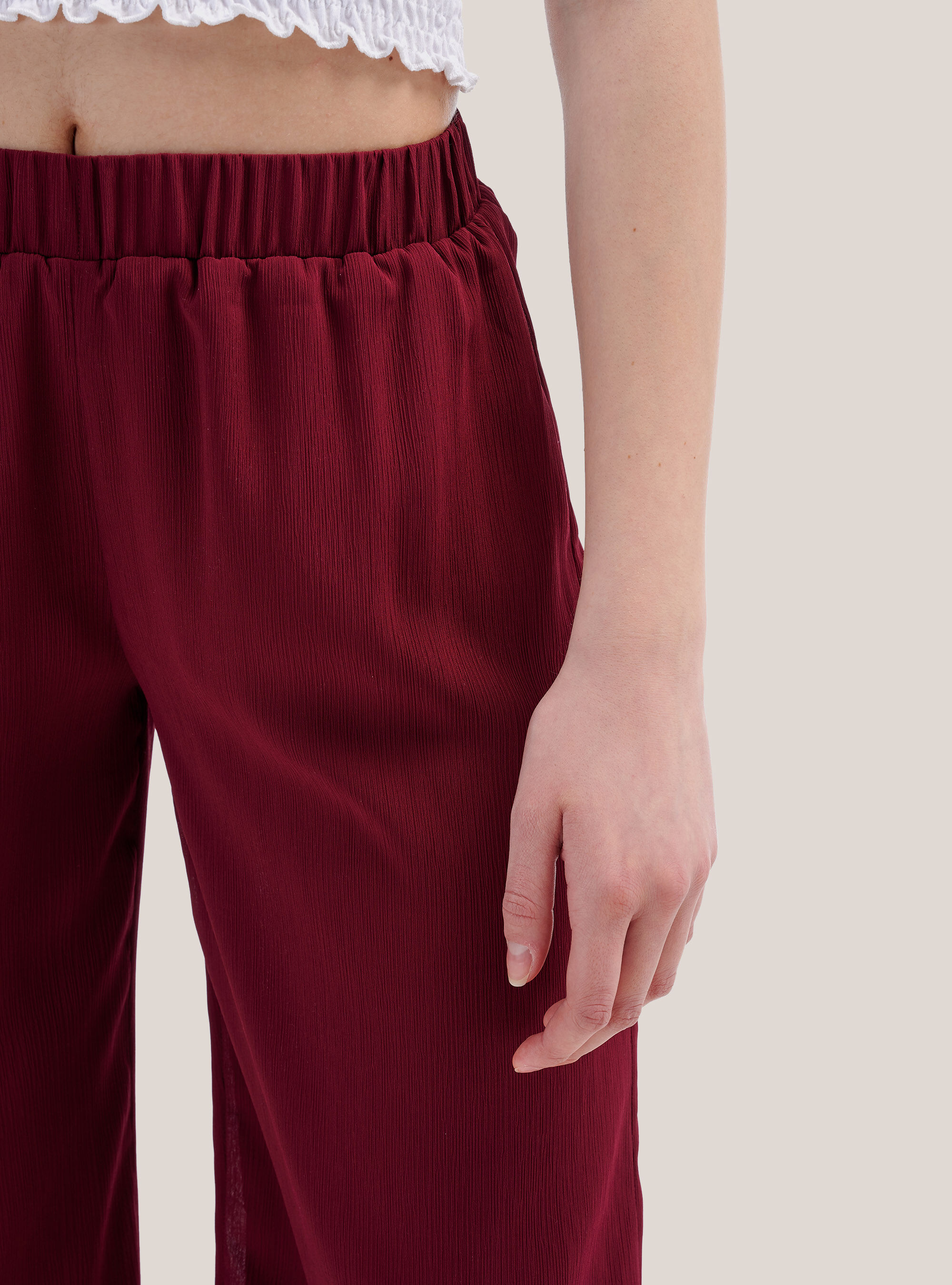 Pantalon culotte coupe large confort, C0310 BORDEAUX