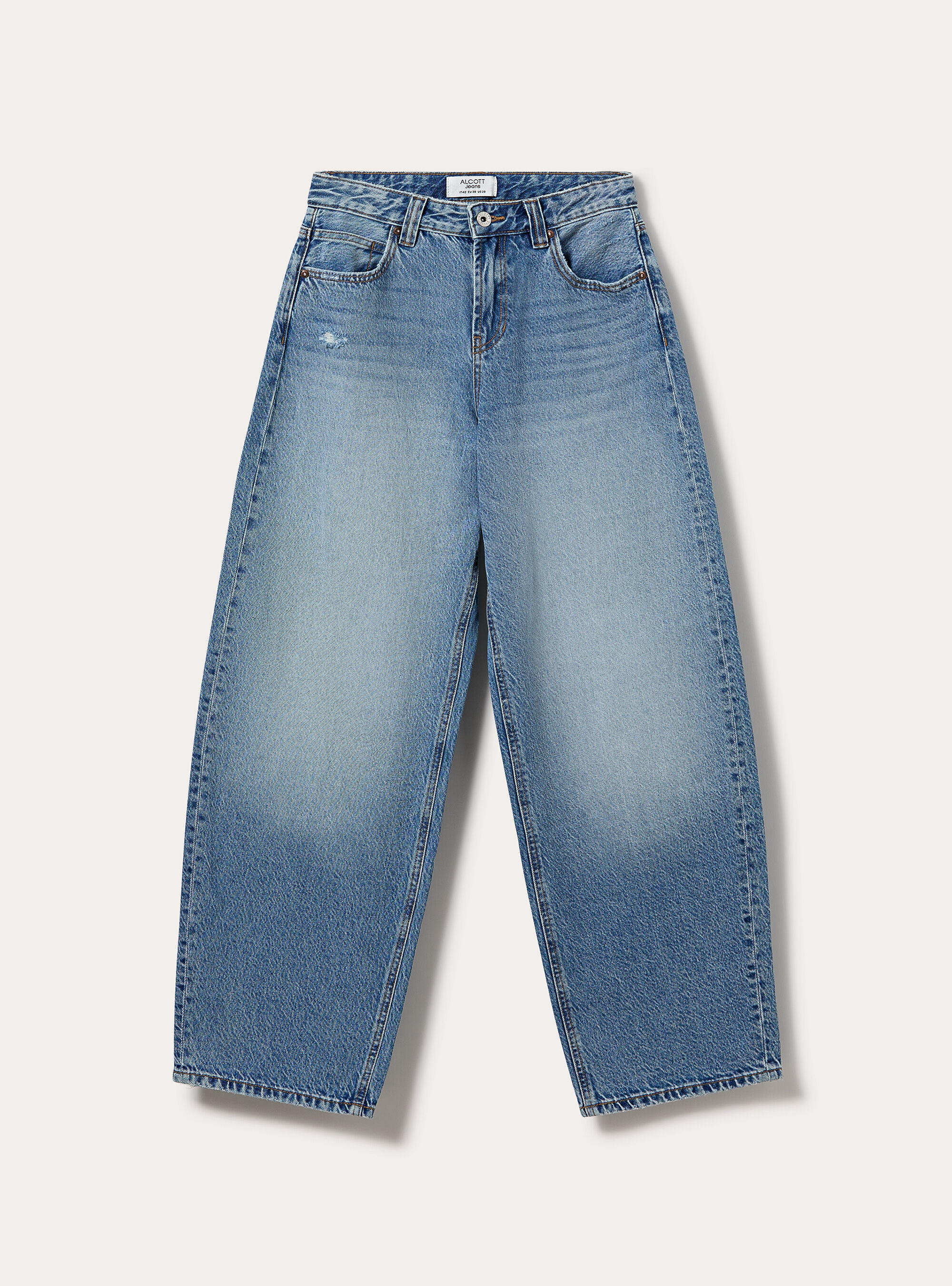 Jean coupe barrel taille haute, D005 LIGHT BLUE