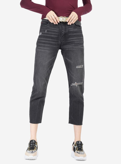 Jeans Alcott cropped straight fit con rotture
