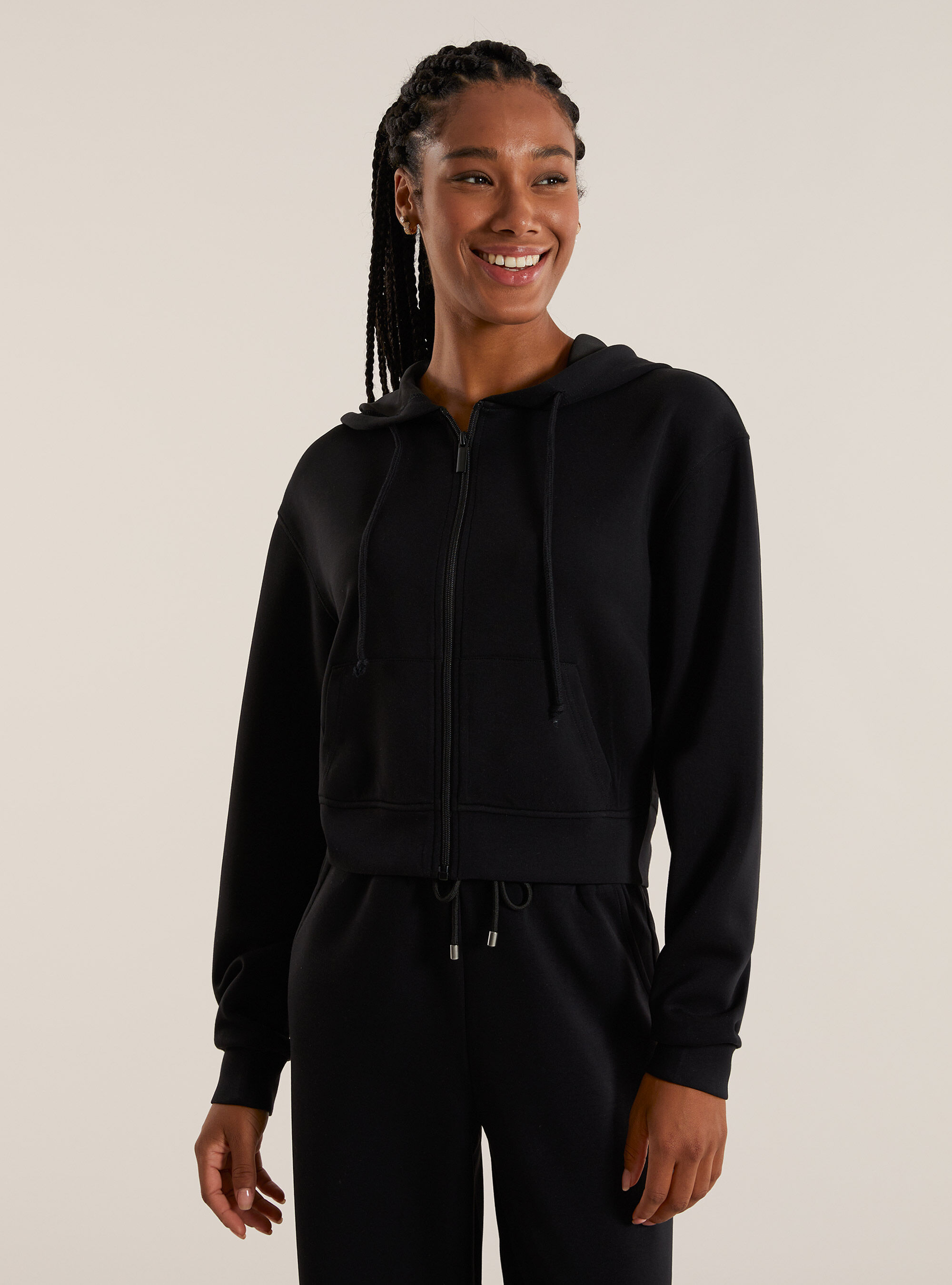 Cropped zip sweatshirt in soft scuba fabric Alcott Women s Sweatshirts