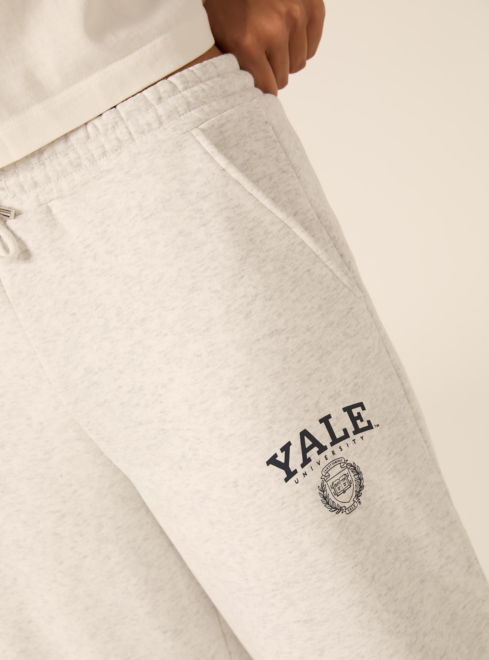 Pantaloni wide leg licenza yale, MGY3 GREY MEL LIGHT