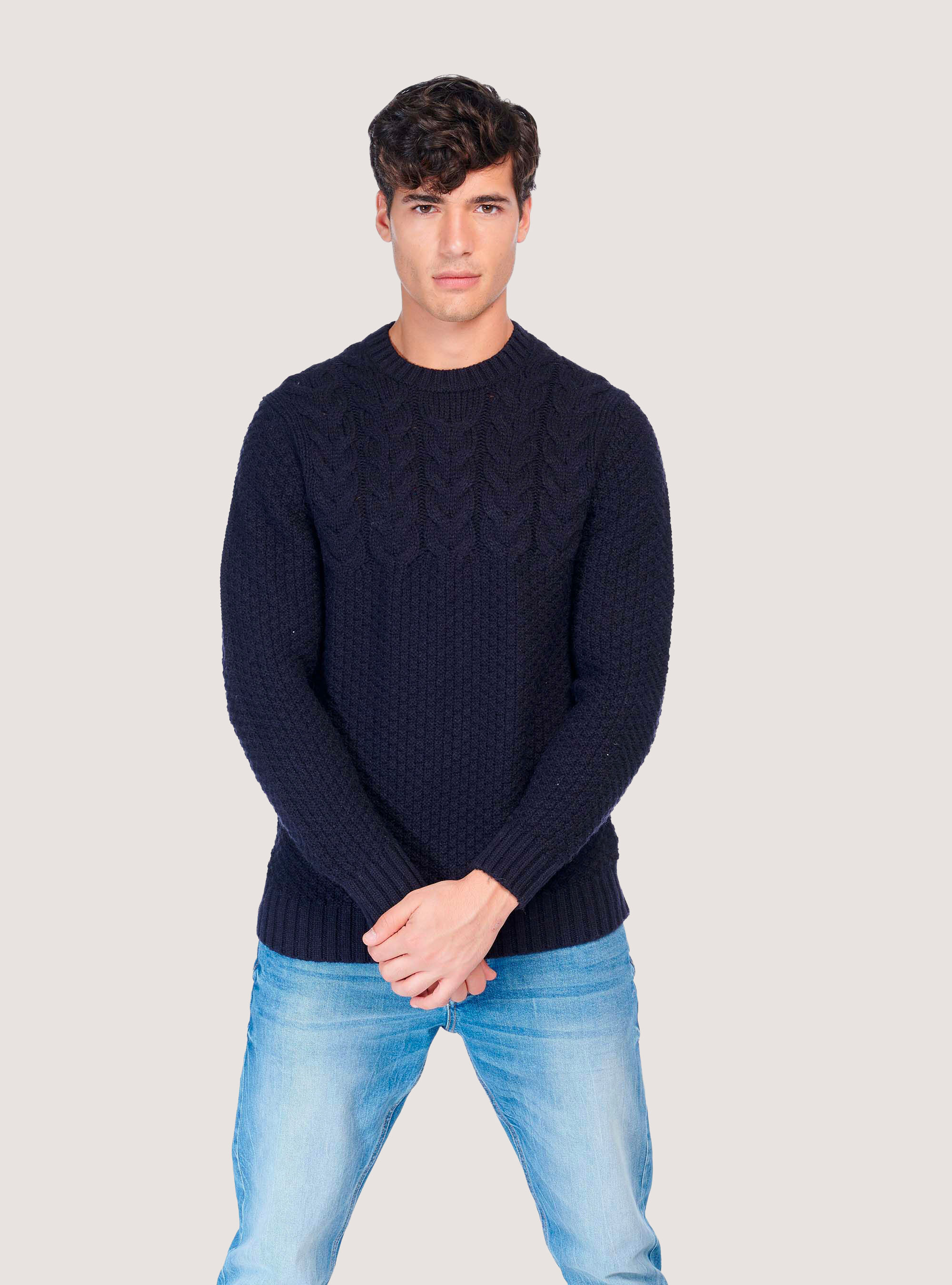 Pull tress&eacute;, C2254 BLUE