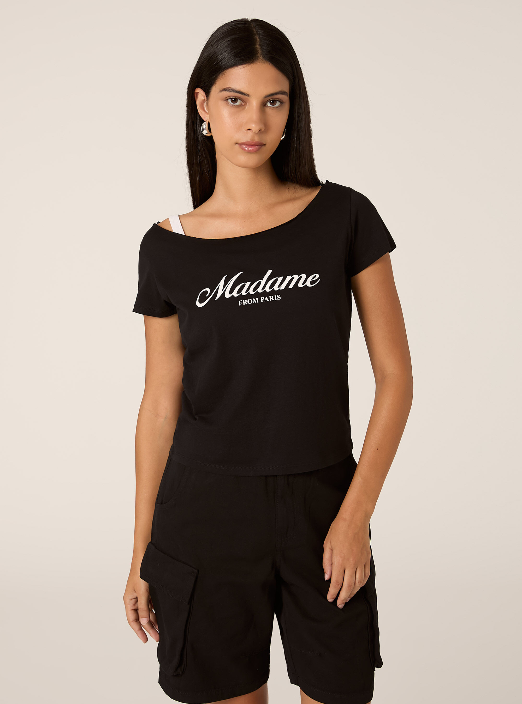 Boat neck T-shirt, BK1 BLACK