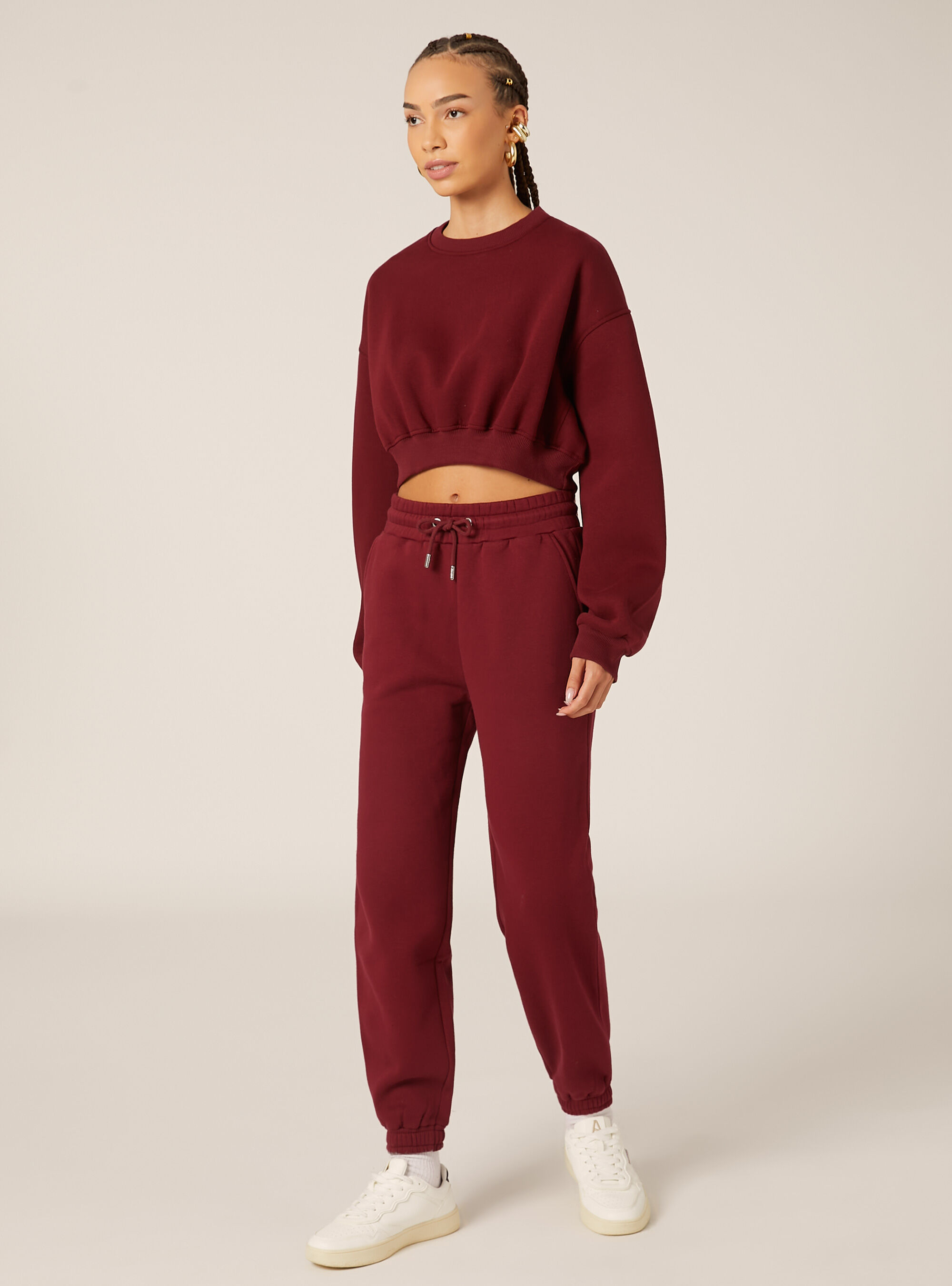 Crop cotton crew neck sweatshirt
