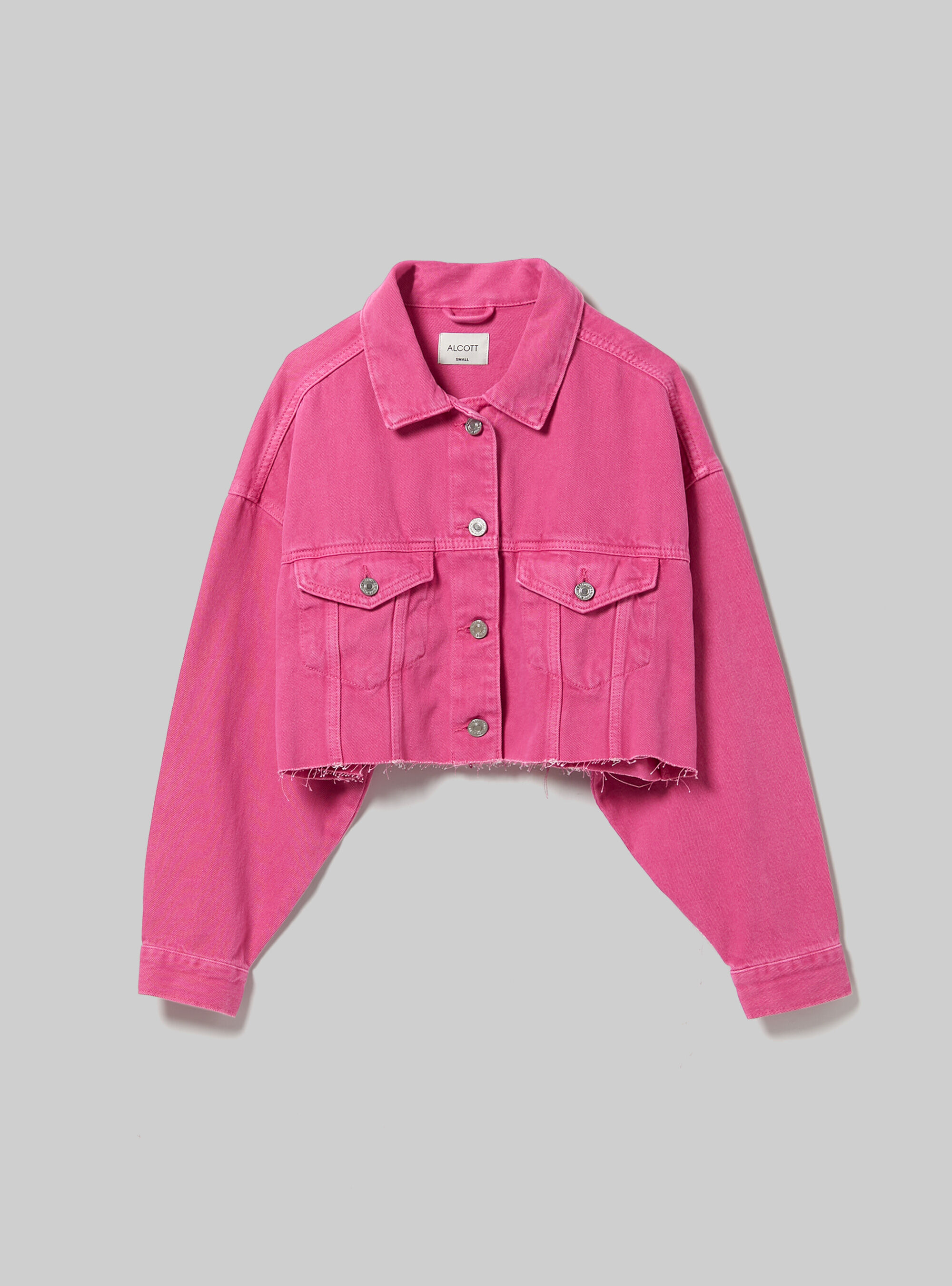 Giubbotto cropped in denim colorato, FX2 FUXIA MEDIUM