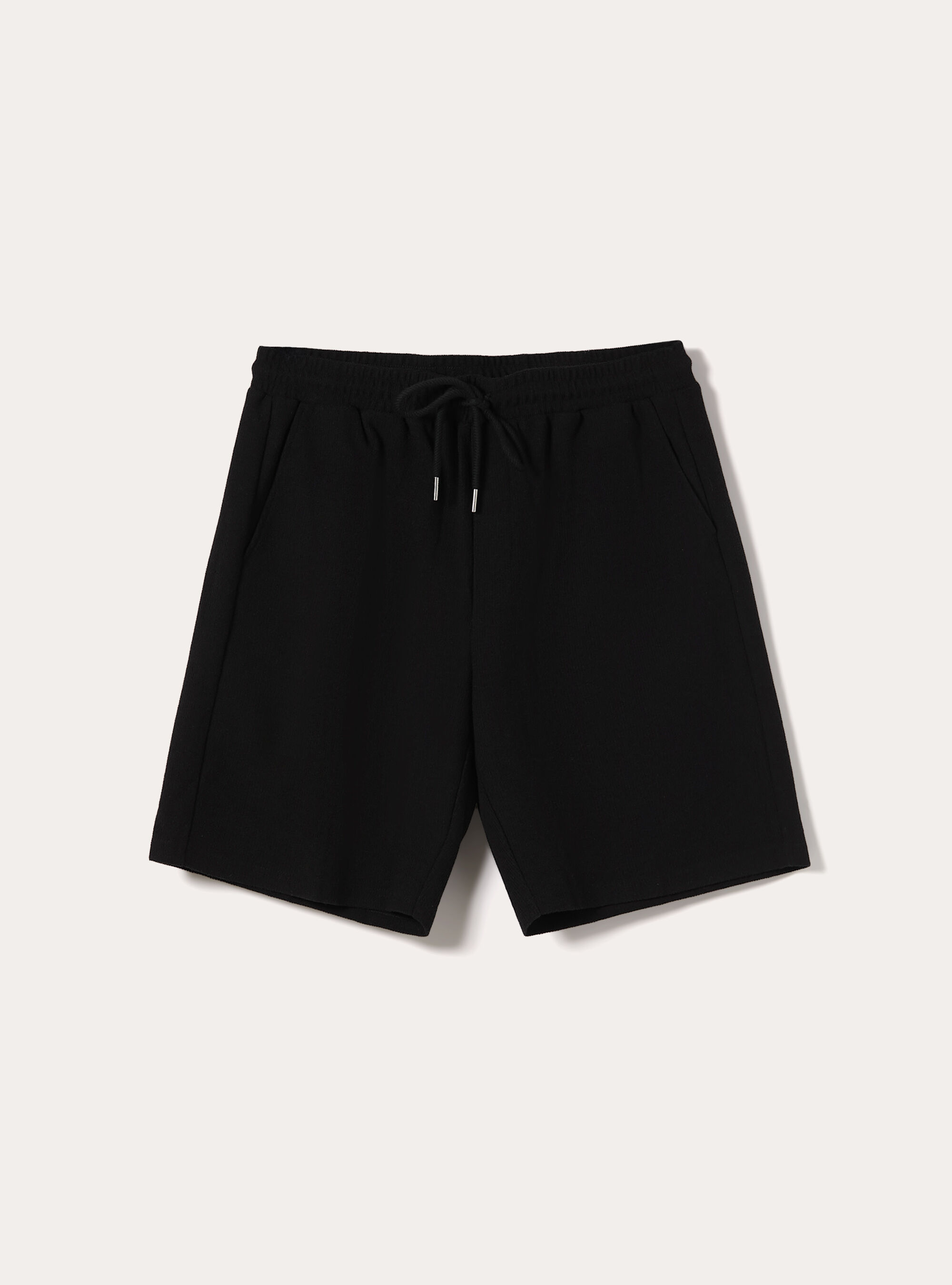 Bermuda en coton textur&eacute;, BK1 BLACK